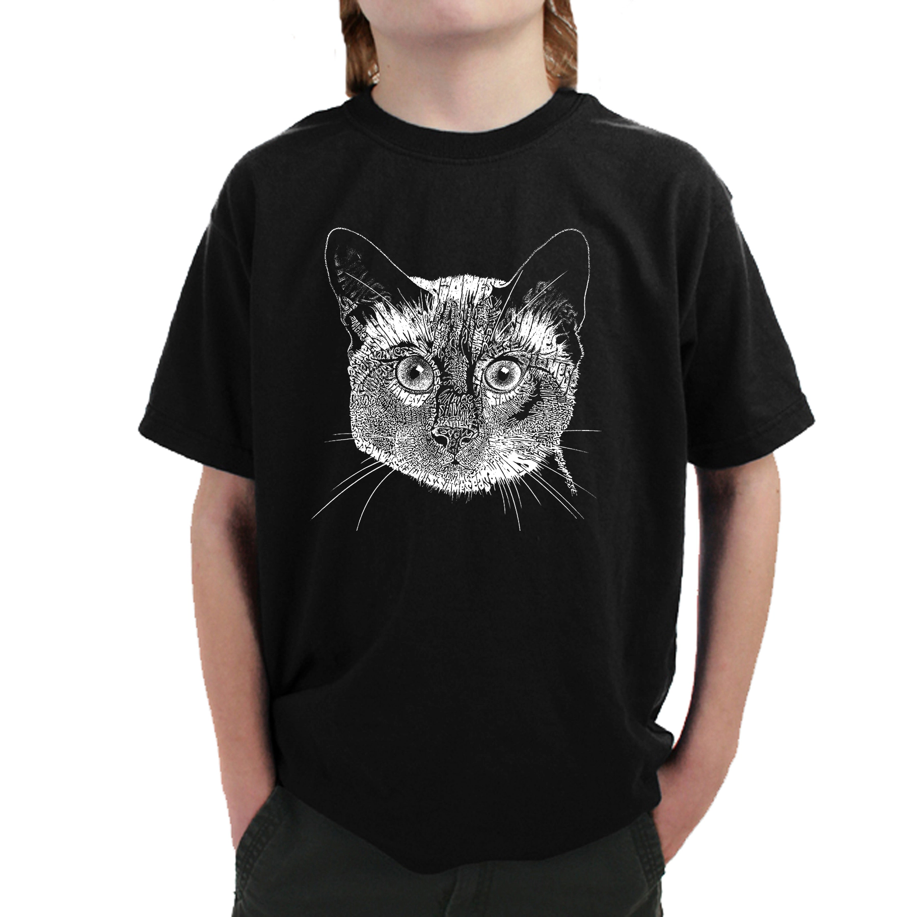 LA Pop Art Boy's Word T-Shirt - Siamese Cat