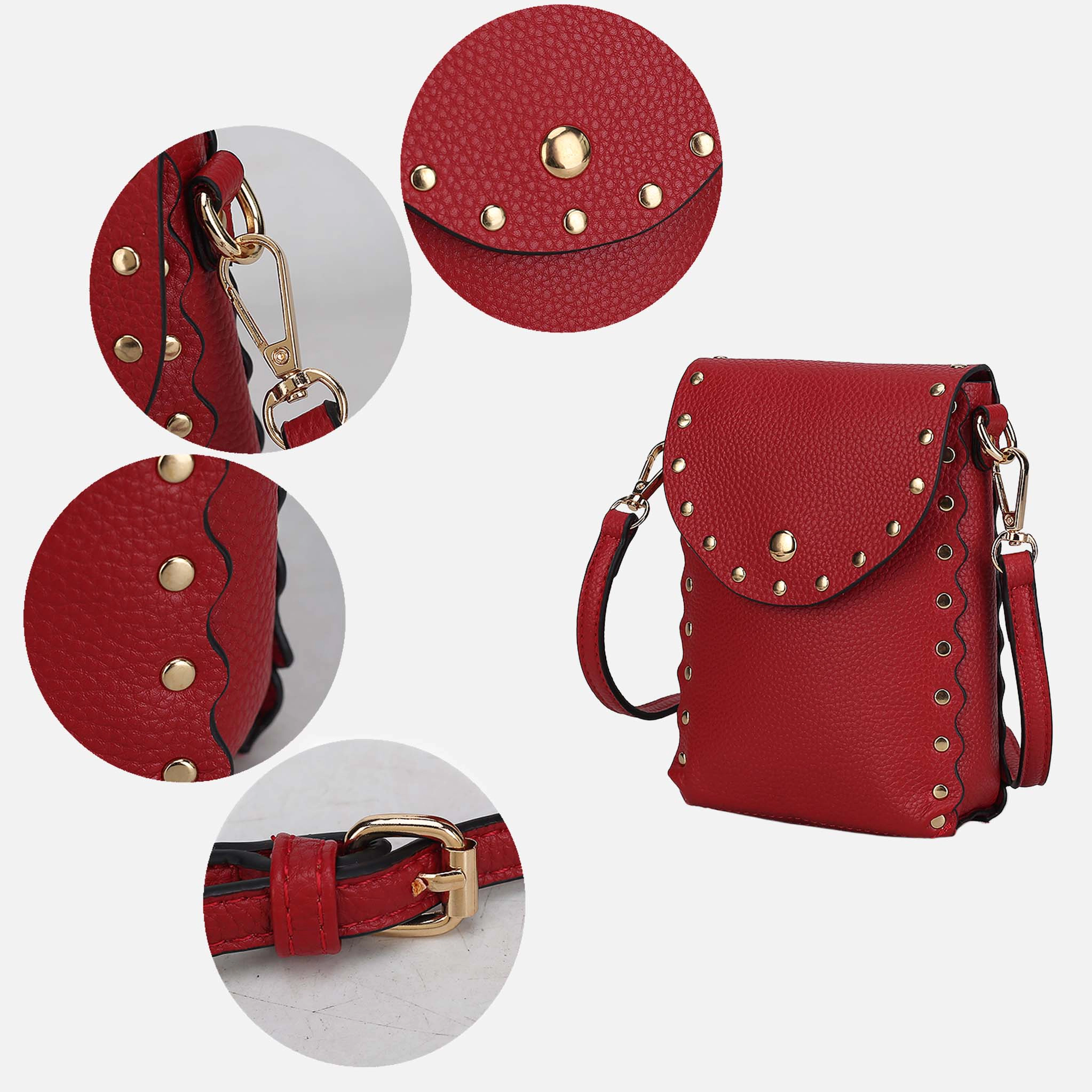 Mia K Collection Filomena Pebble Vegan Leather Crossbody - Gold-Tone Hardware