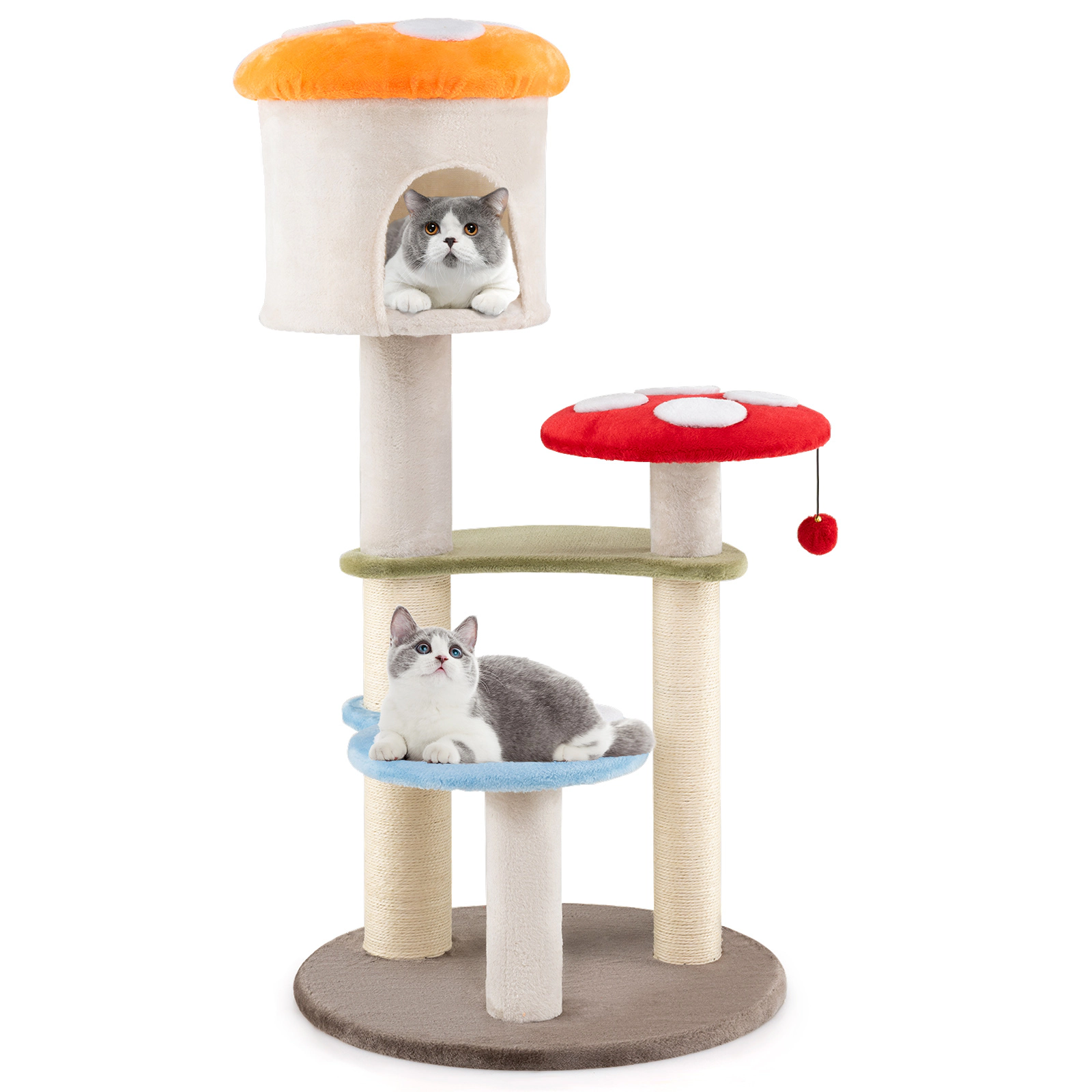 SUGIFT 48-in Mushroom-Shaped Cat Tree with Top Condo 14-in Padded Platforms and Sisal Scratching Posts