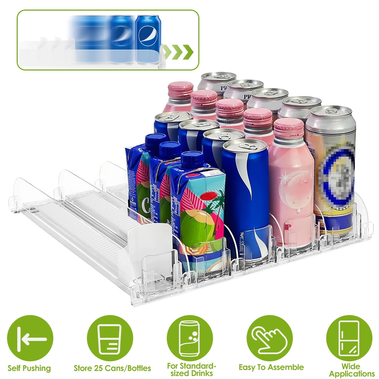 GBruno Spring-Loaded Drink Organizer For Fridge