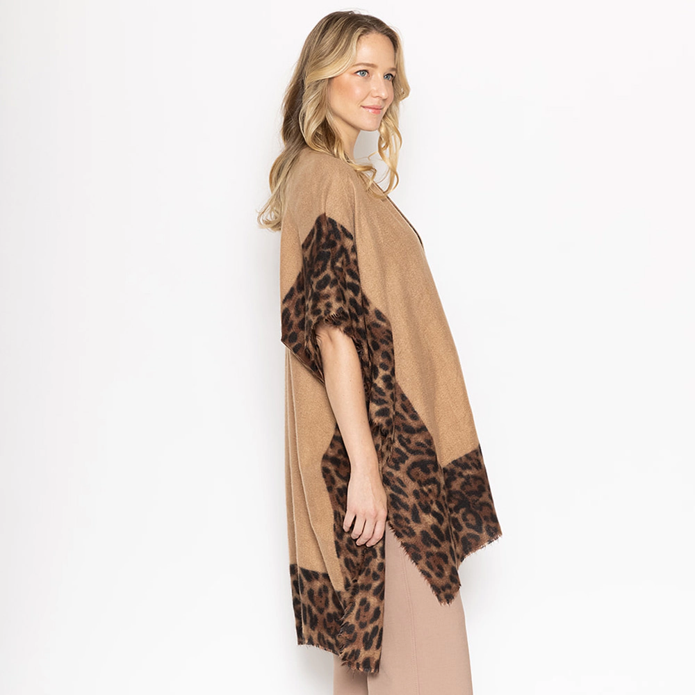 Truedames Women Leopard Print Kimono Poncho
