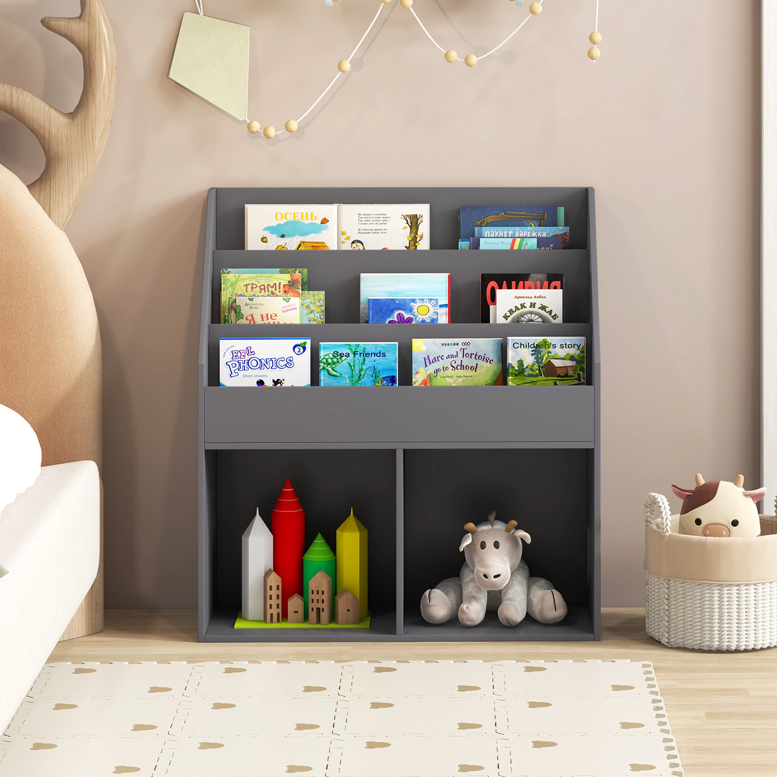 Hivvago Wooden Children’s Bookshelf with Storage