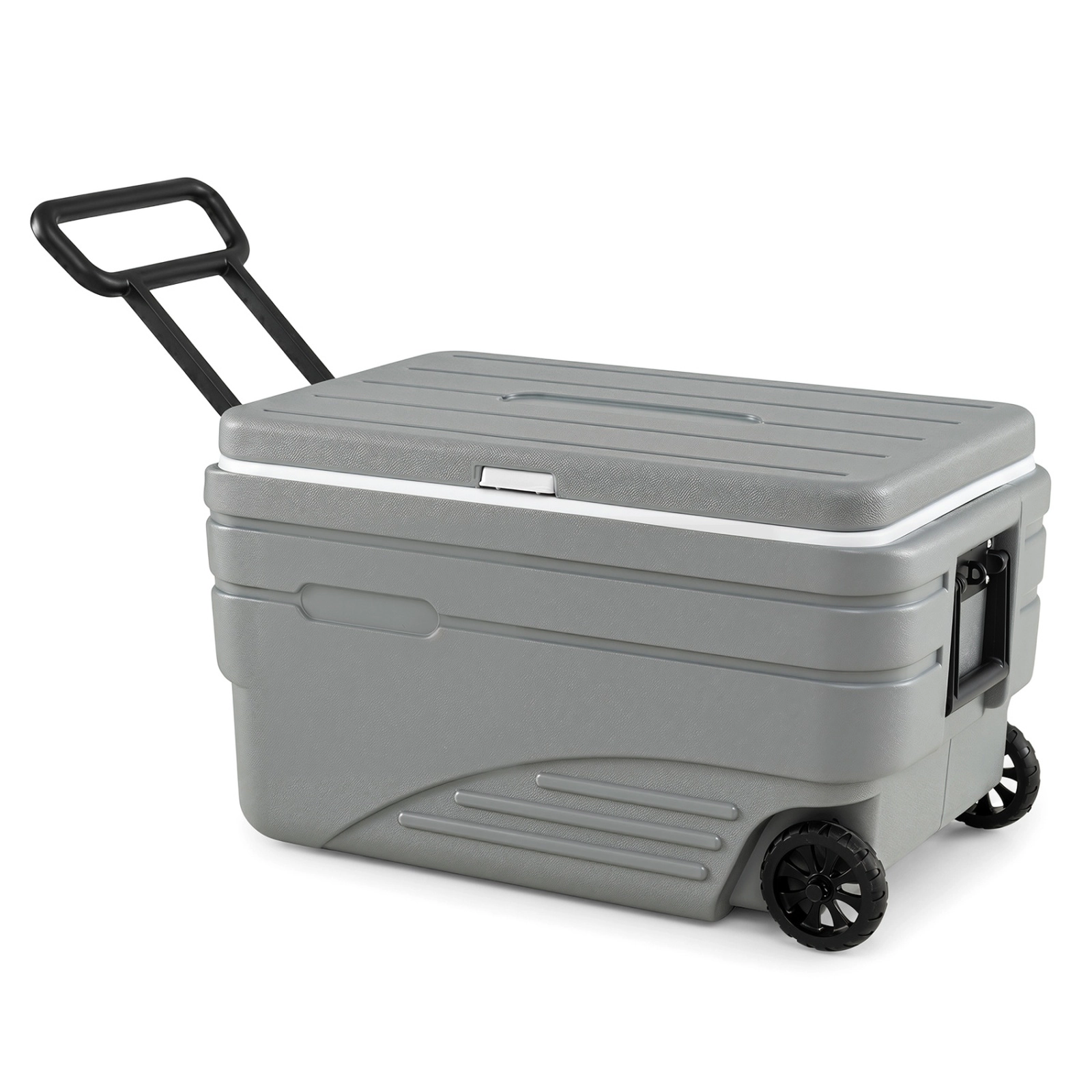 SUGIFT 103-qt Gray Large Wheeled Ice Chest Cooler with Foldable Pull Handle and 5 to 7 Day Ice Retention