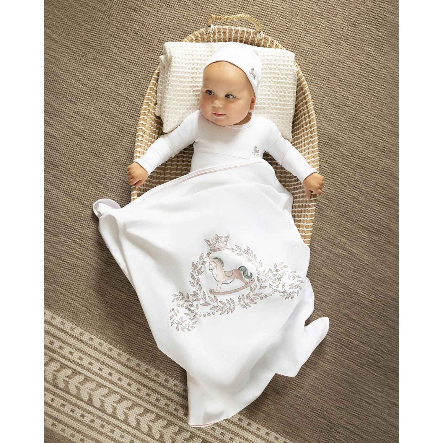 MeMoi 3 Piece Baby "Rocking Pony" 100% Pima Cotton Footie Set