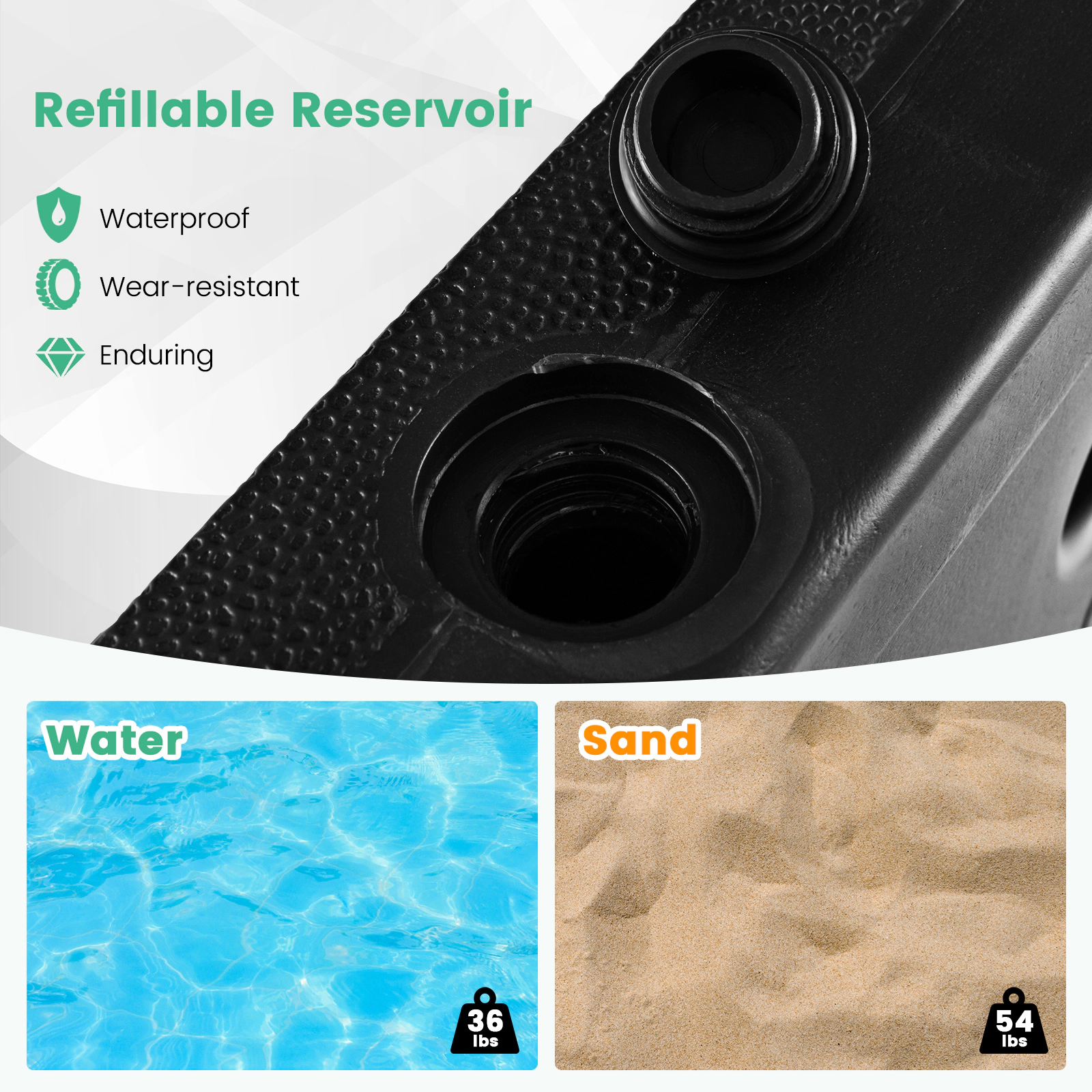 Hivvago Fillable Umbrella Base Stand With Lockable Universal Wheels