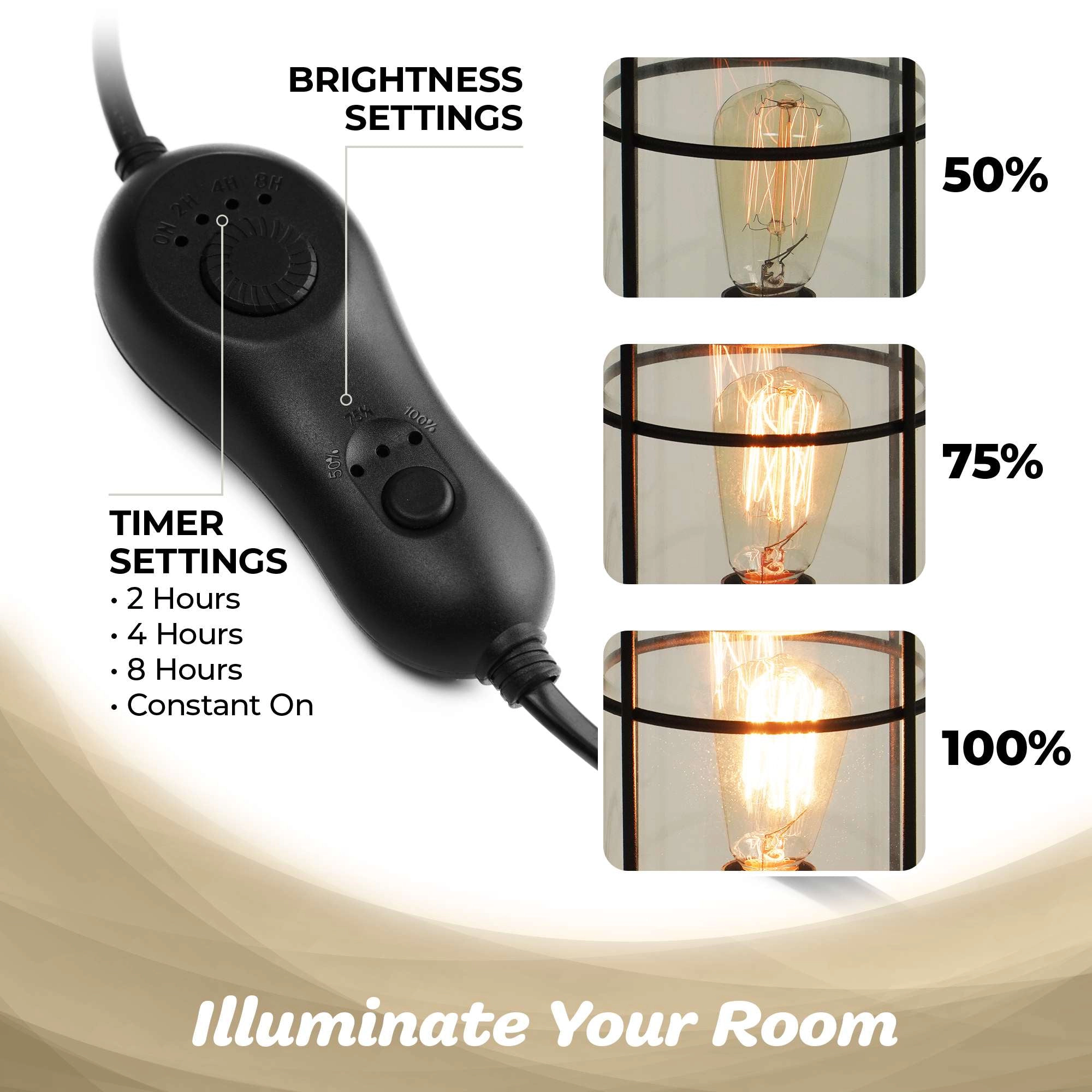 G128 Black Iron Wax Melt Warmer - Electric Flameless Heater with LED Night Light and Timer