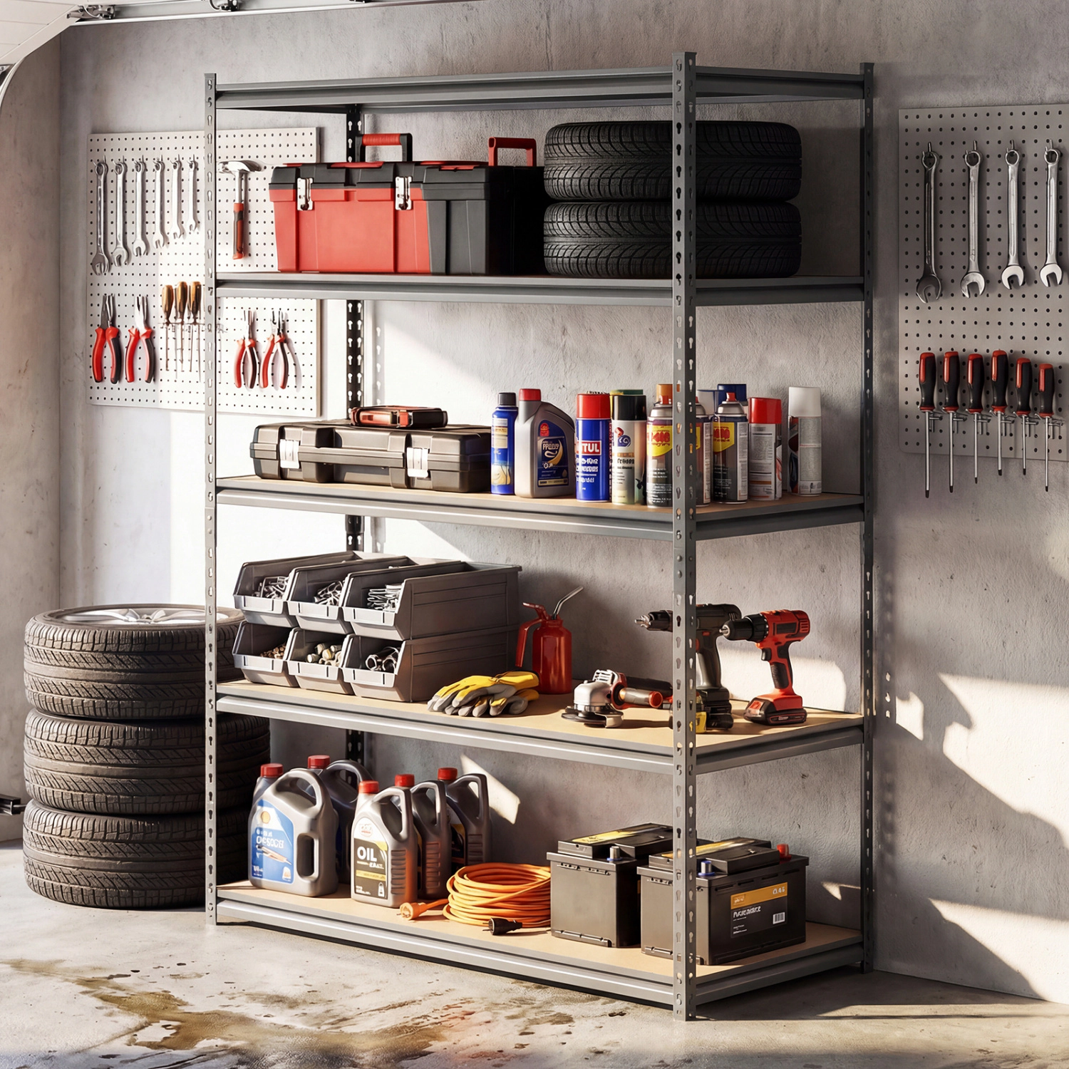 SUGIFT 5-Tier Garage Shelving Unit 440-lb Per Shelf Capacity 2200-lb Total Capacity Gray