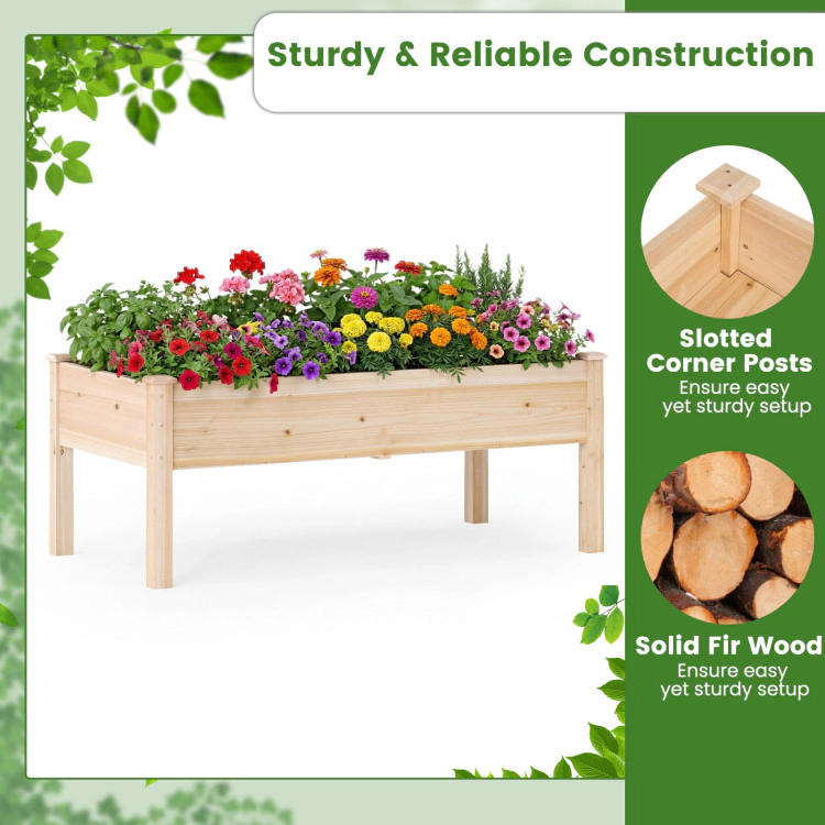 Hivvago Wooden Raised Garden Bed with Legs Natural Fir Wood Elevated Planter Box