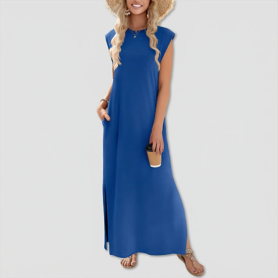 Zeagoo Women's Round Neck Sleeveless Maxi Dress