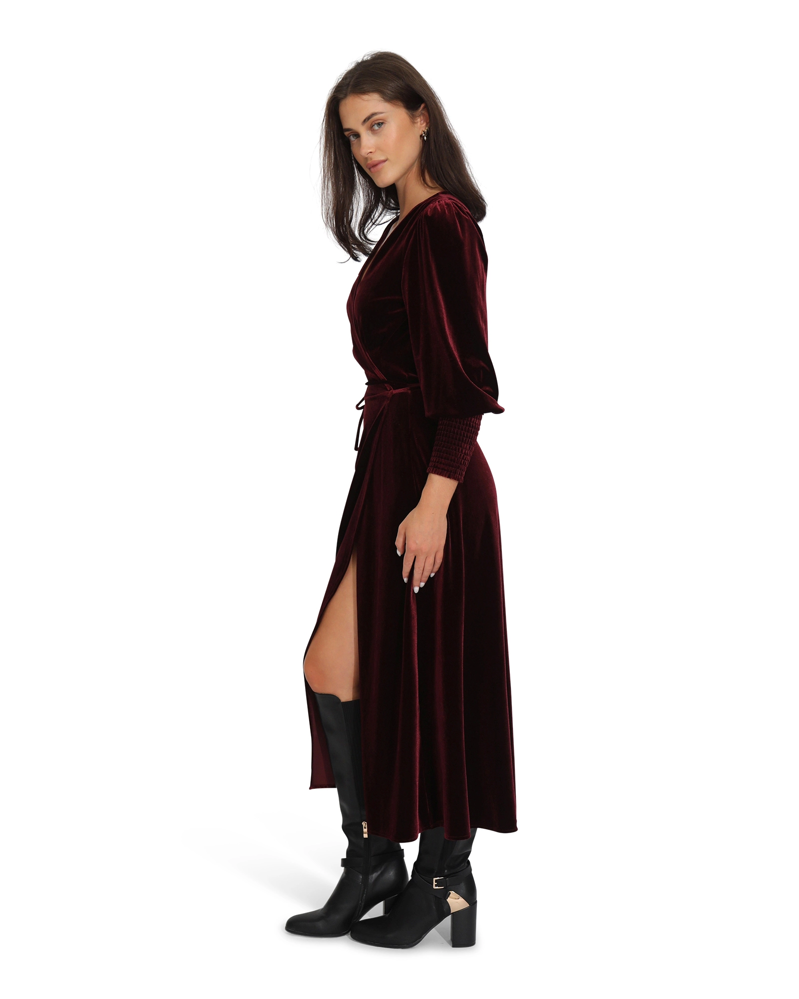 Belle & Bloom Womens Current Mood Velvet Wrap Dress