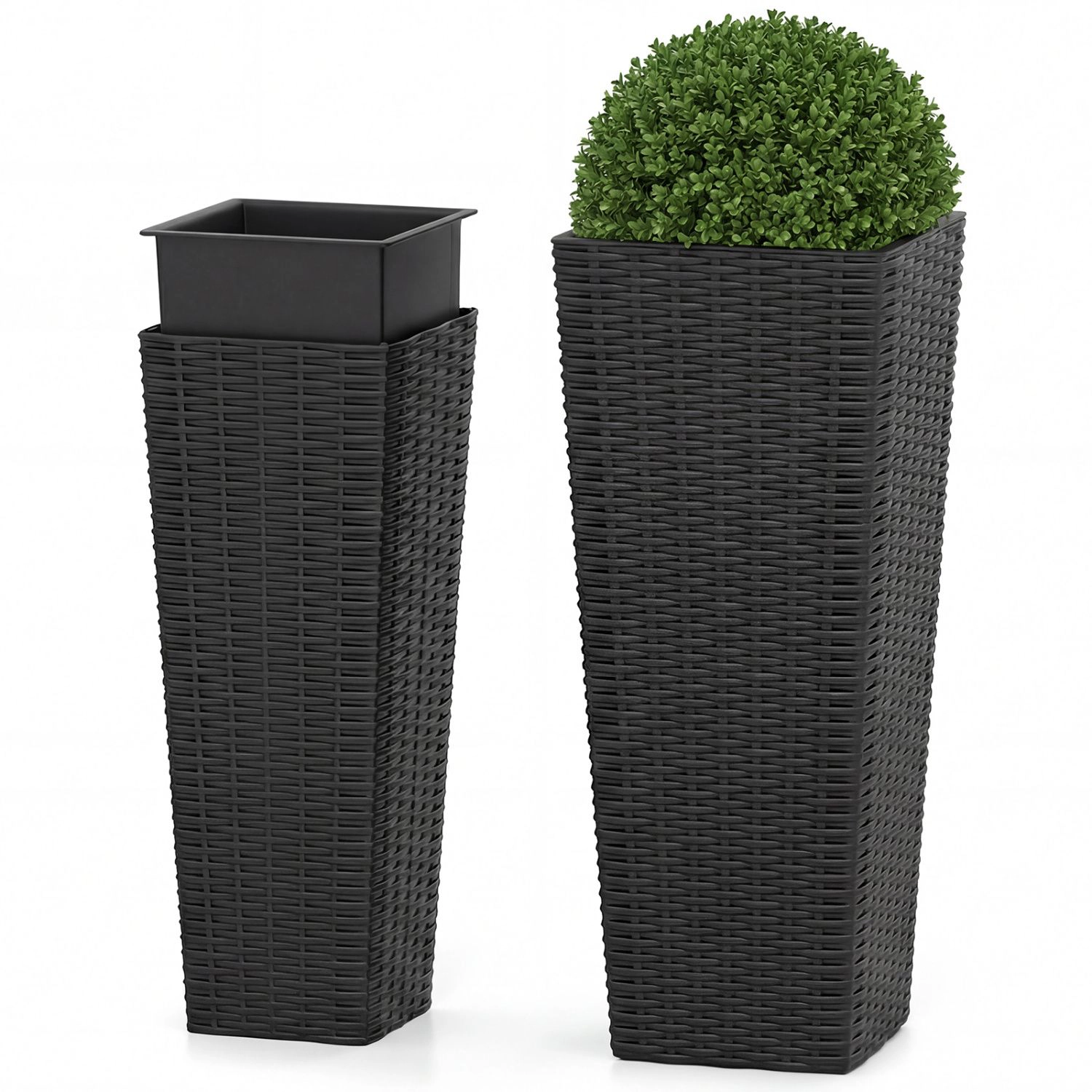 SlickBlue Tall and Short Flower Pots with Drainage Design for Patio, Balcony & Garden Decor