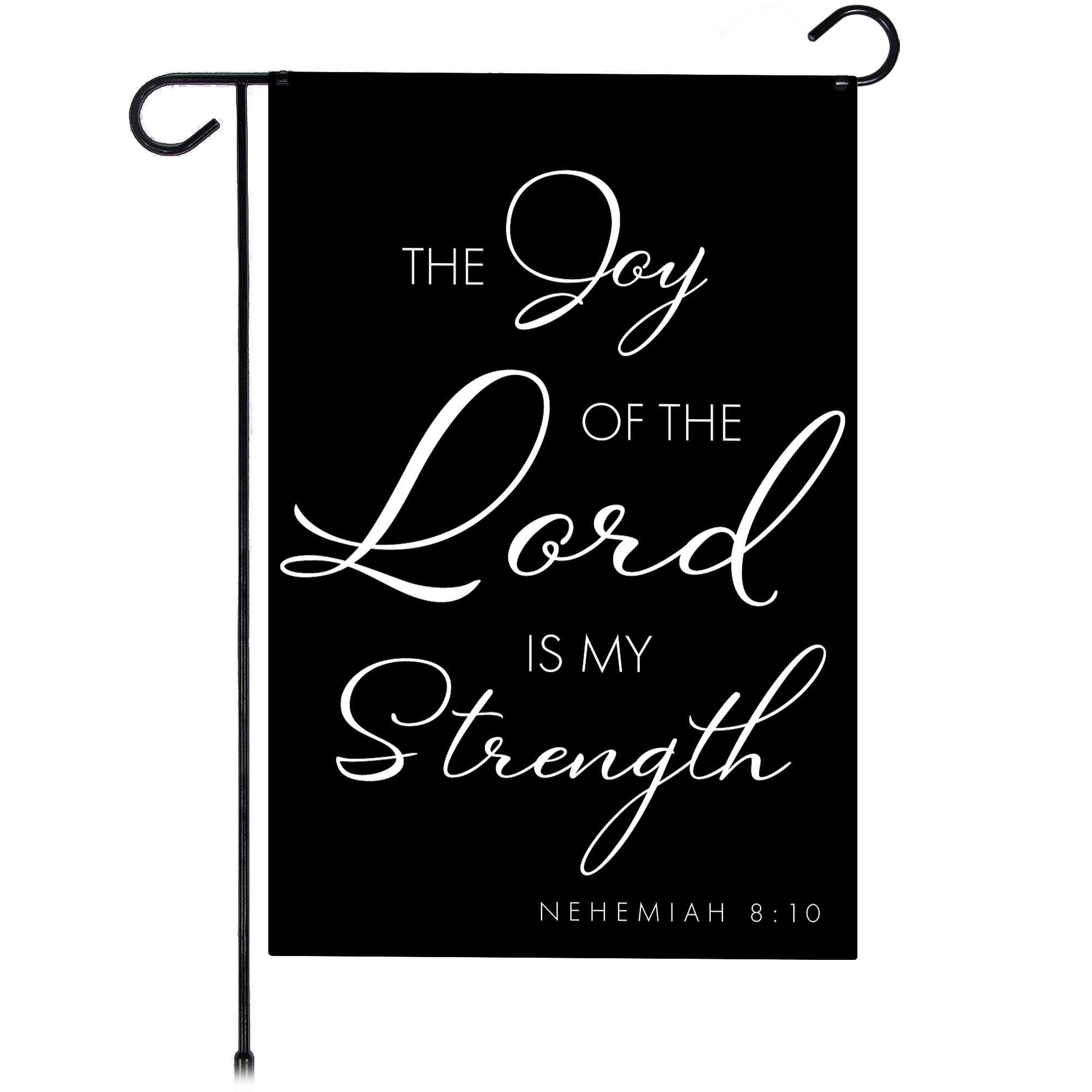 G128 Joy of the Lord Scripture Garden Flag 12x18 in Double-Sided Polyester
