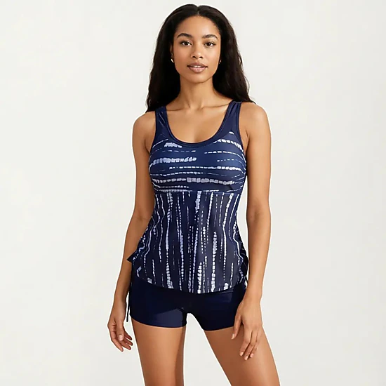 Anna-Kaci Women's Printed Flared-Hem Tankini Set with Swim Shorts