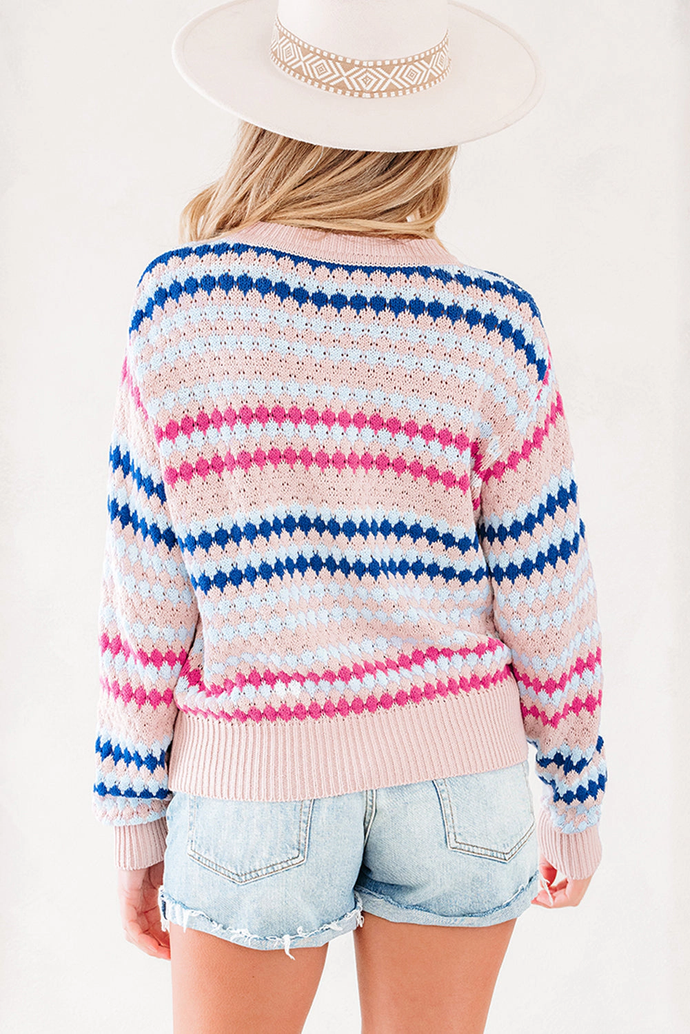 Threaded Pear Women's Amelia Patterned Drop Shoulder Sweater