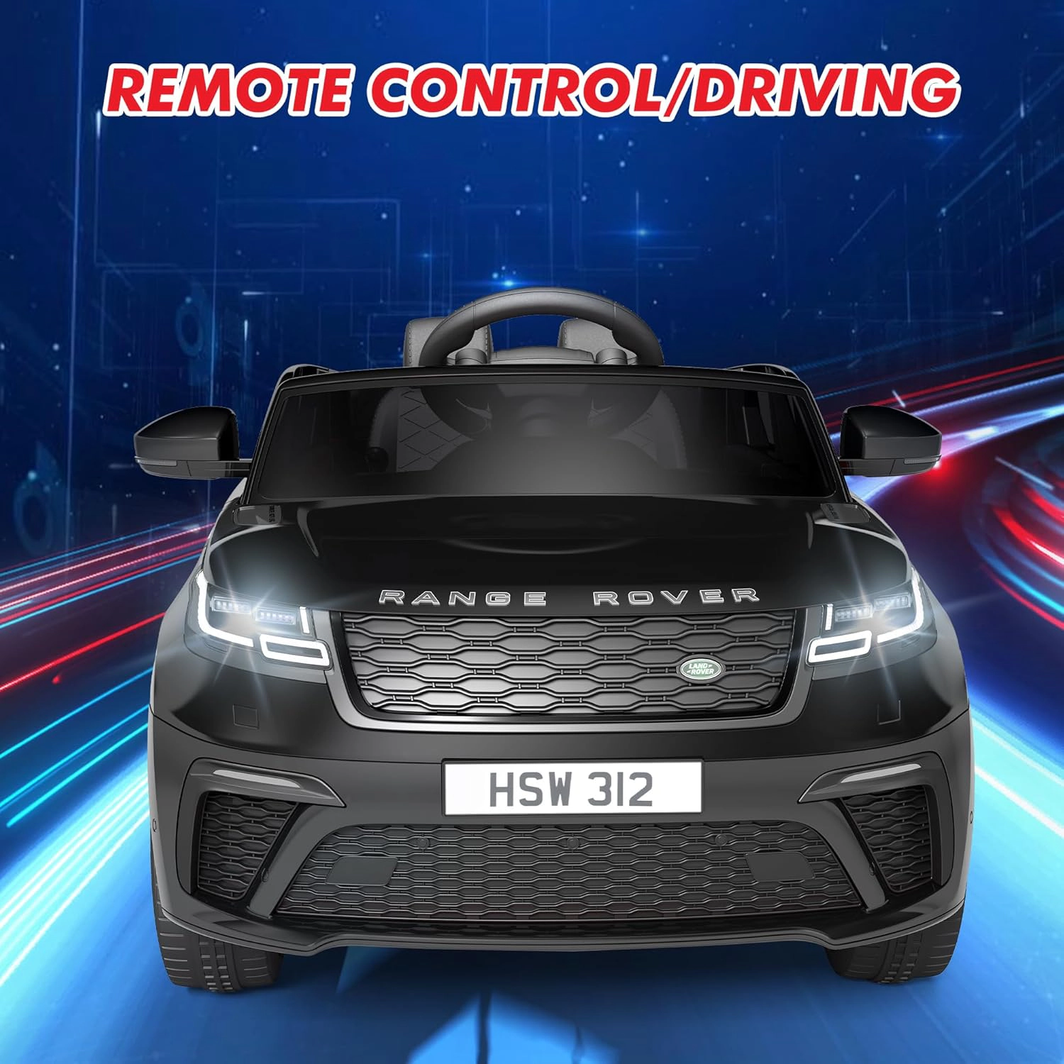 12V Kids Ride On Car, 2-Seater Electric Vehicle w/Remote Control, LED Lights, Music, Shock Absorber, Seat Belts