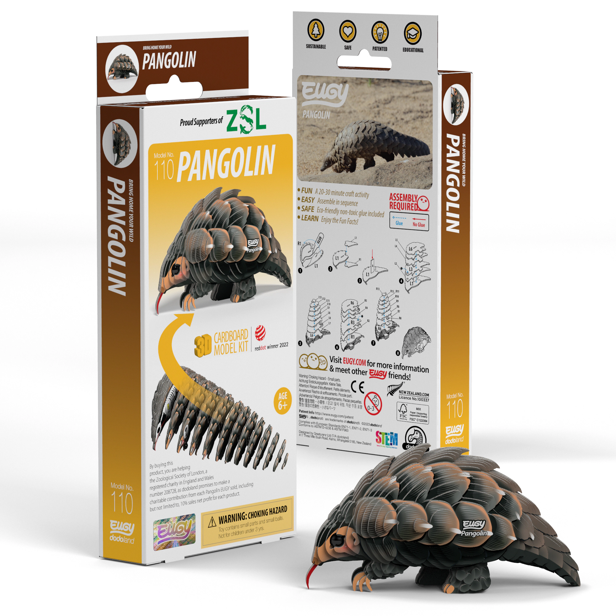 EUGY Pangolin 3D Puzzle - contains 30 puzzle pieces