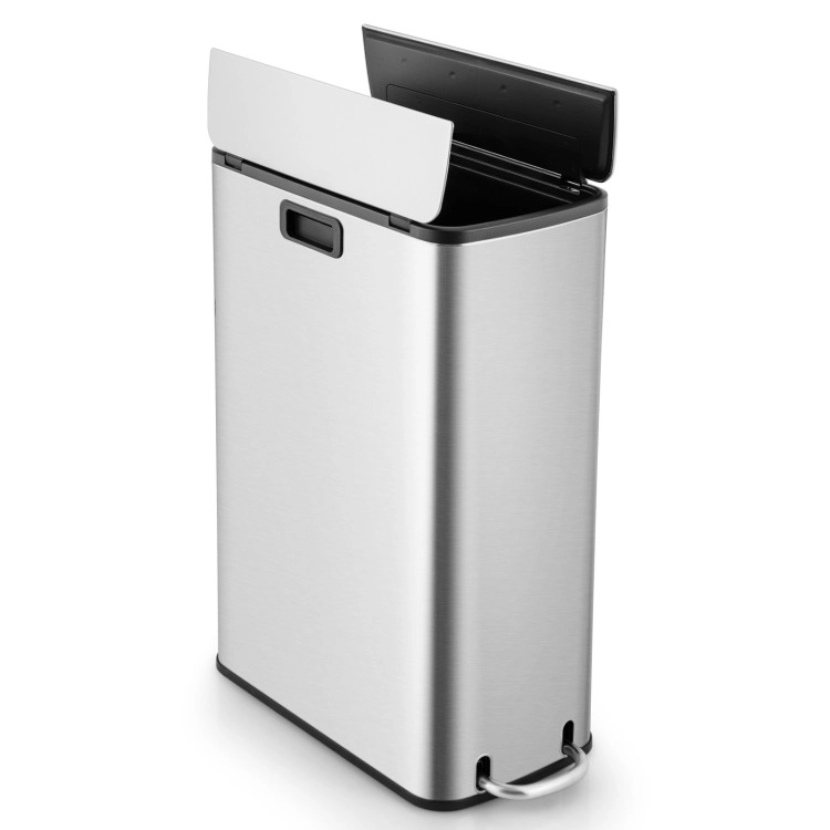 Hivvago 12 Gal Stainless Steel Trash Can with Soft-Closing Wing Lids