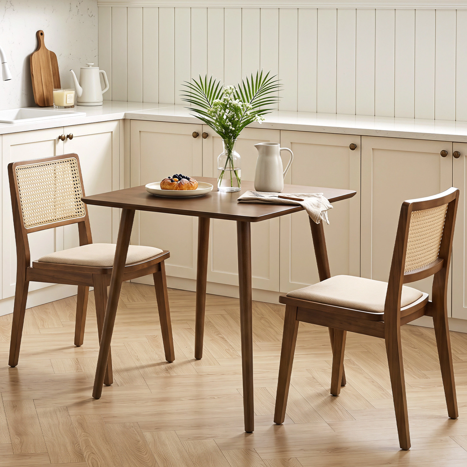 LJG 27.5 Inch Small Square Wooden Dining Table for 2-4 People Space-Saving Dining Room Table