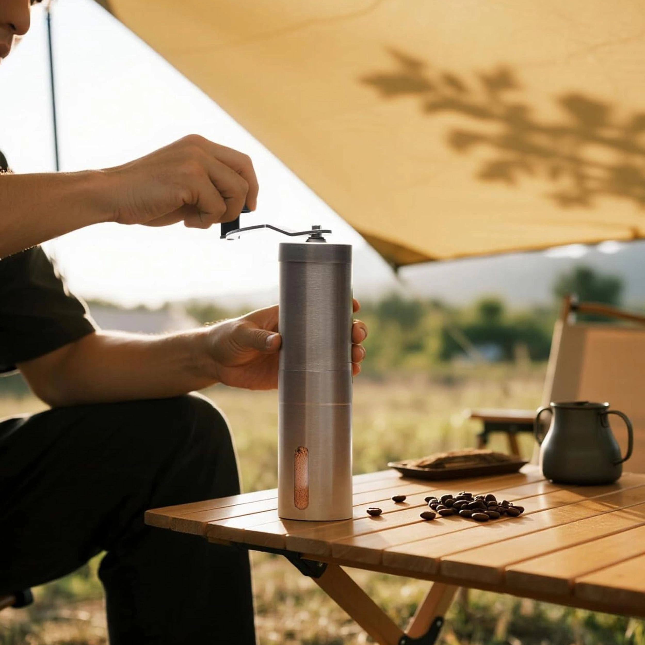 Stock Preferred Manual Coffee Grinder with Ceramic Conical Burr and Adjustable Grind Settings