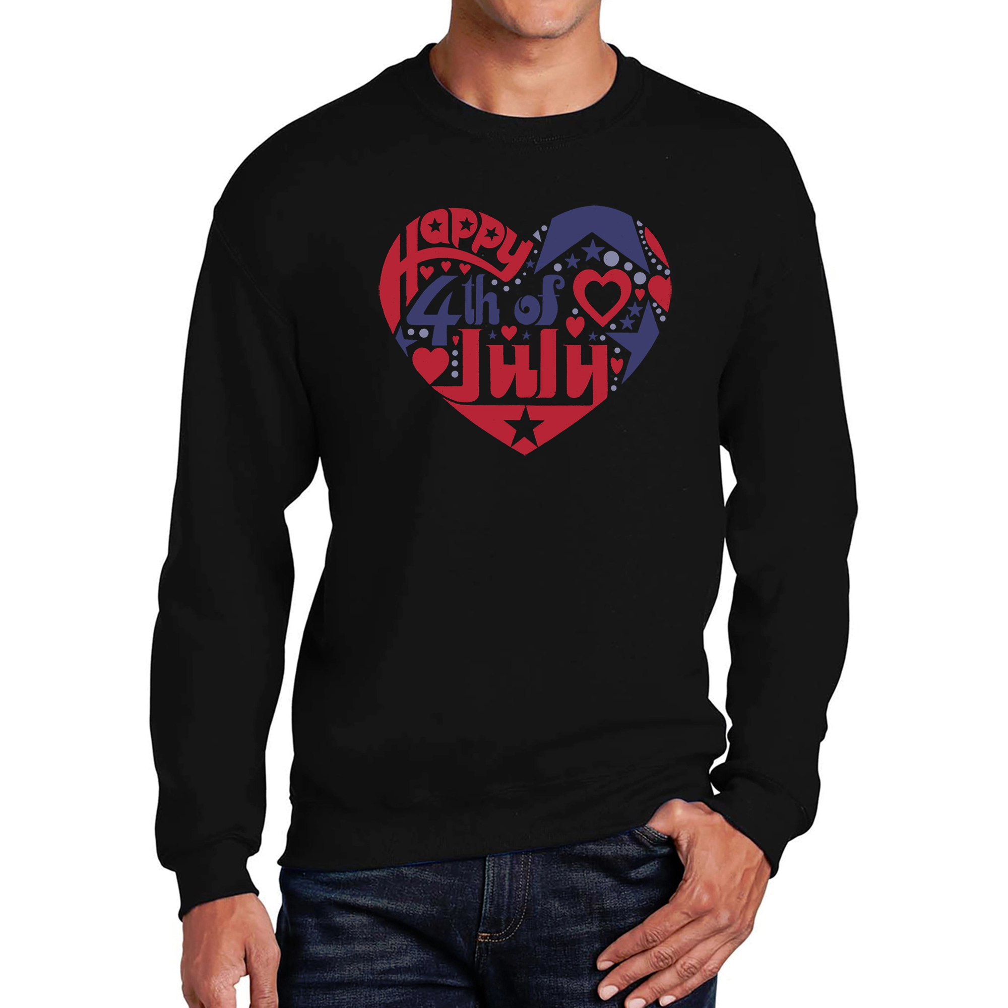 LA Pop Art July 4Th Heart - Mens Word Crew Sweatshirt