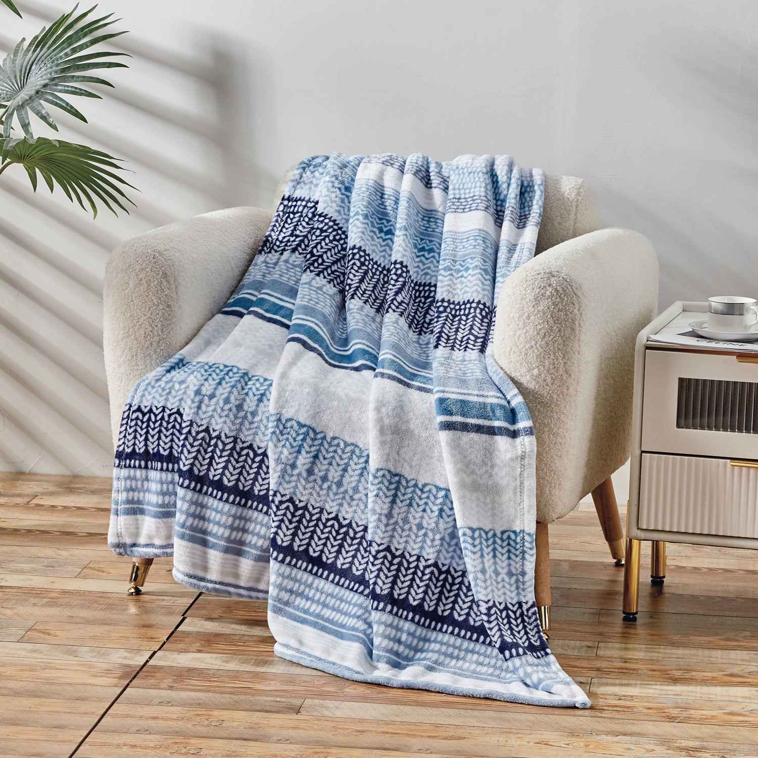 Plazatex Anissa Micro Plush 100% Polyester Soft Lightweight Throw Blanket 50" x 60" Blue