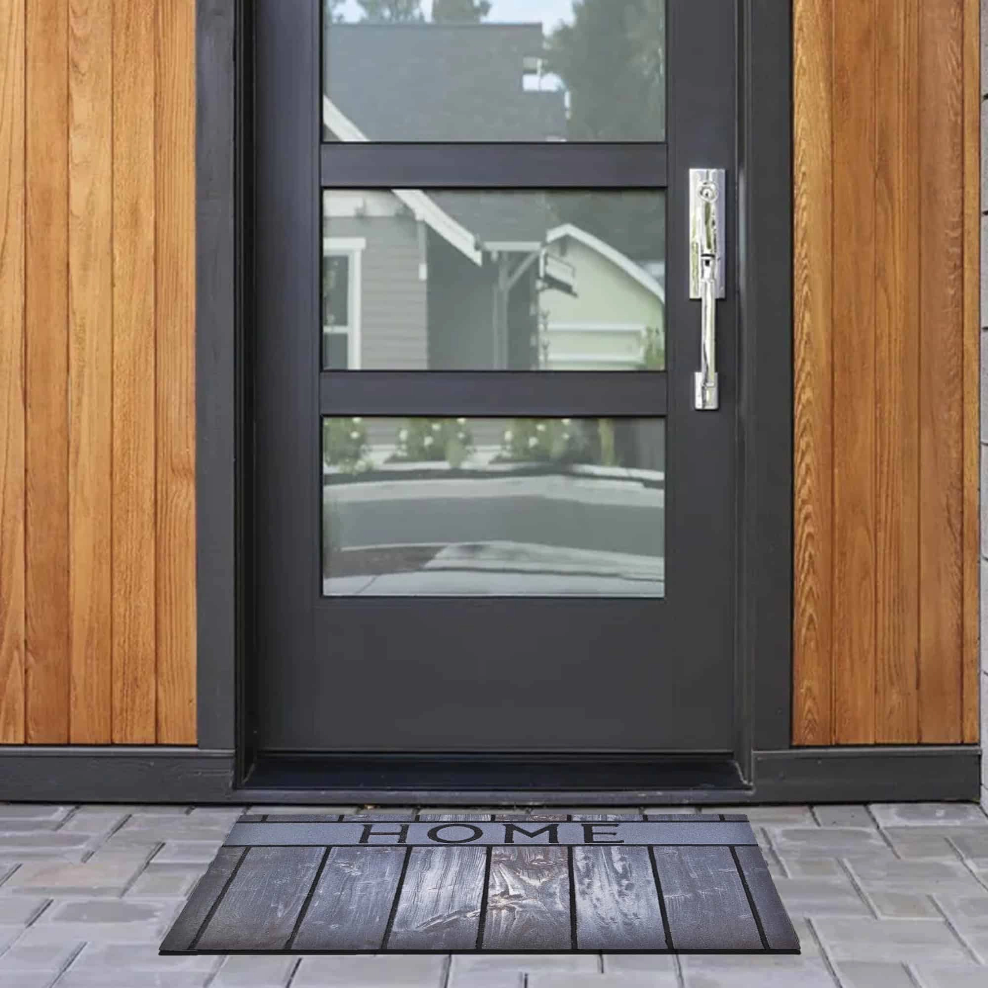 Evideco French Home Goods Gray Home Wood Rubber Doormat 30 x 18 Inches