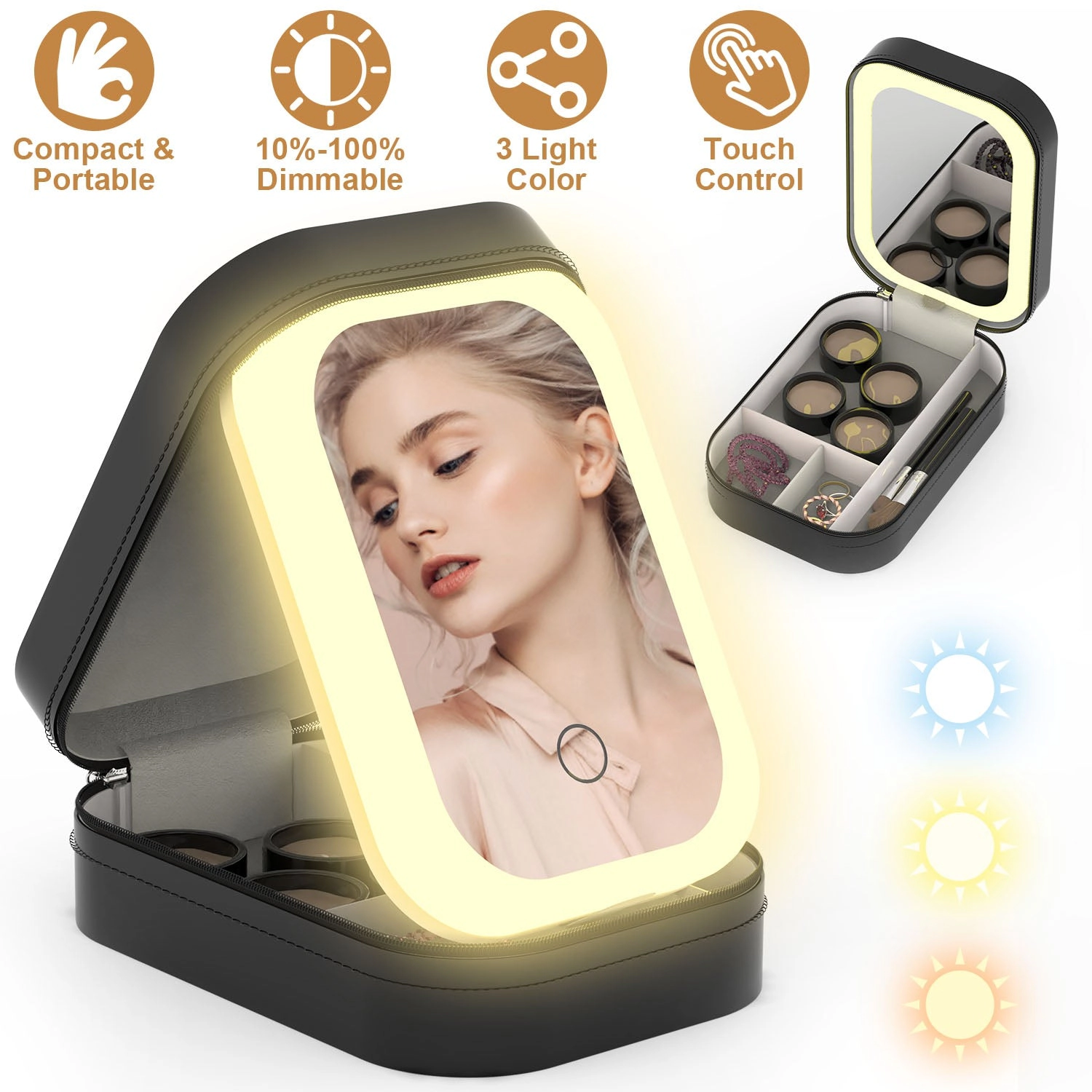 GBruno LED Mirror Travel Makeup Bag