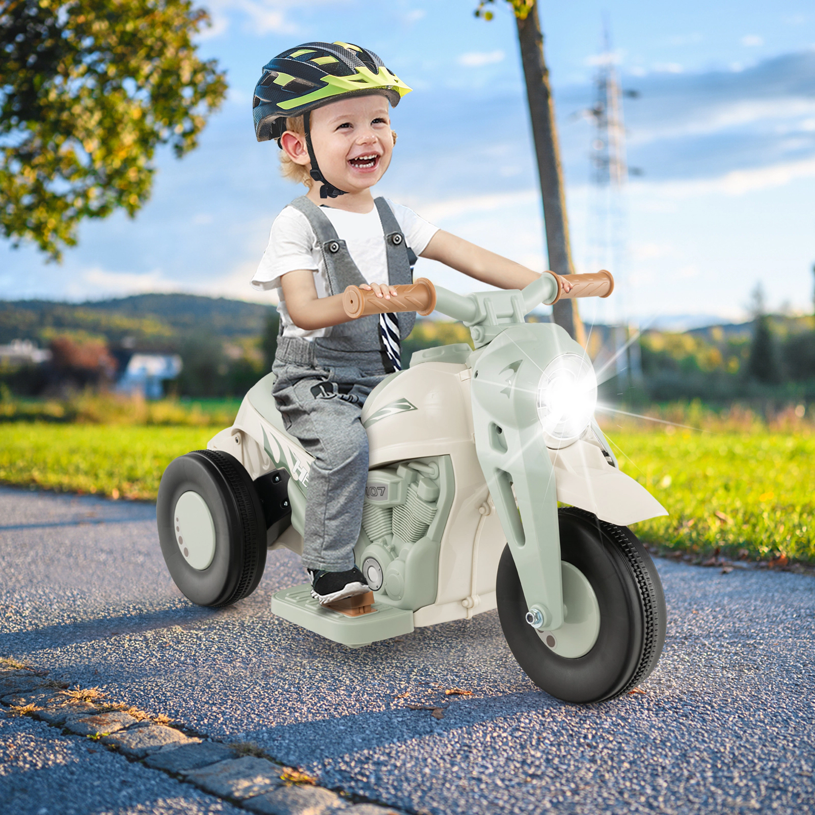 6V Kids Electric Ride On Motorcycle with Bubble Maker LED Headlight Music and Pedal Start Toddler Battery Powered Bike