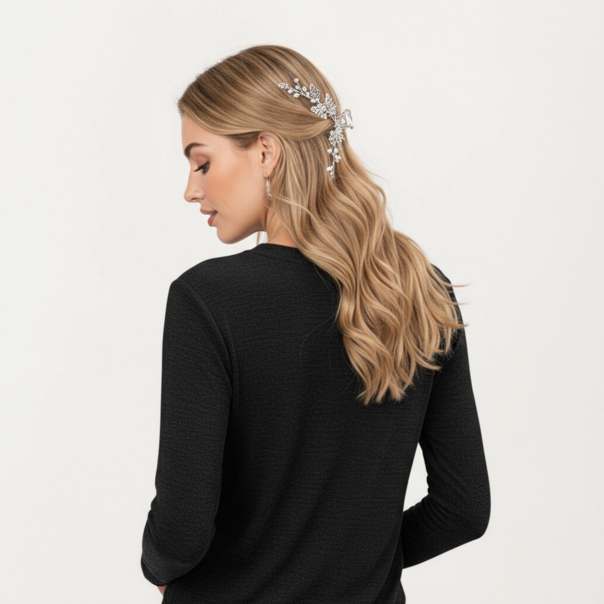 Anna-Kaci Women's V-Neck Curved Hem Relaxed Fit Long Sleeve Knit Top