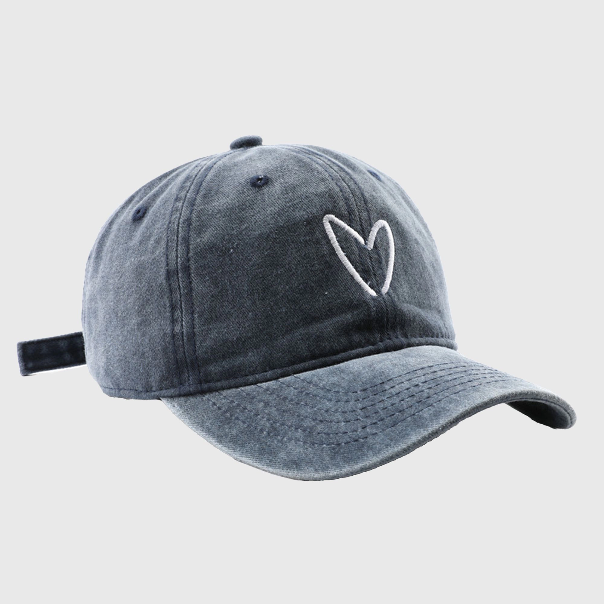 Anna-Kaci Women's Vintage Washed Baseball Cap with Valentine Heart Embroidery