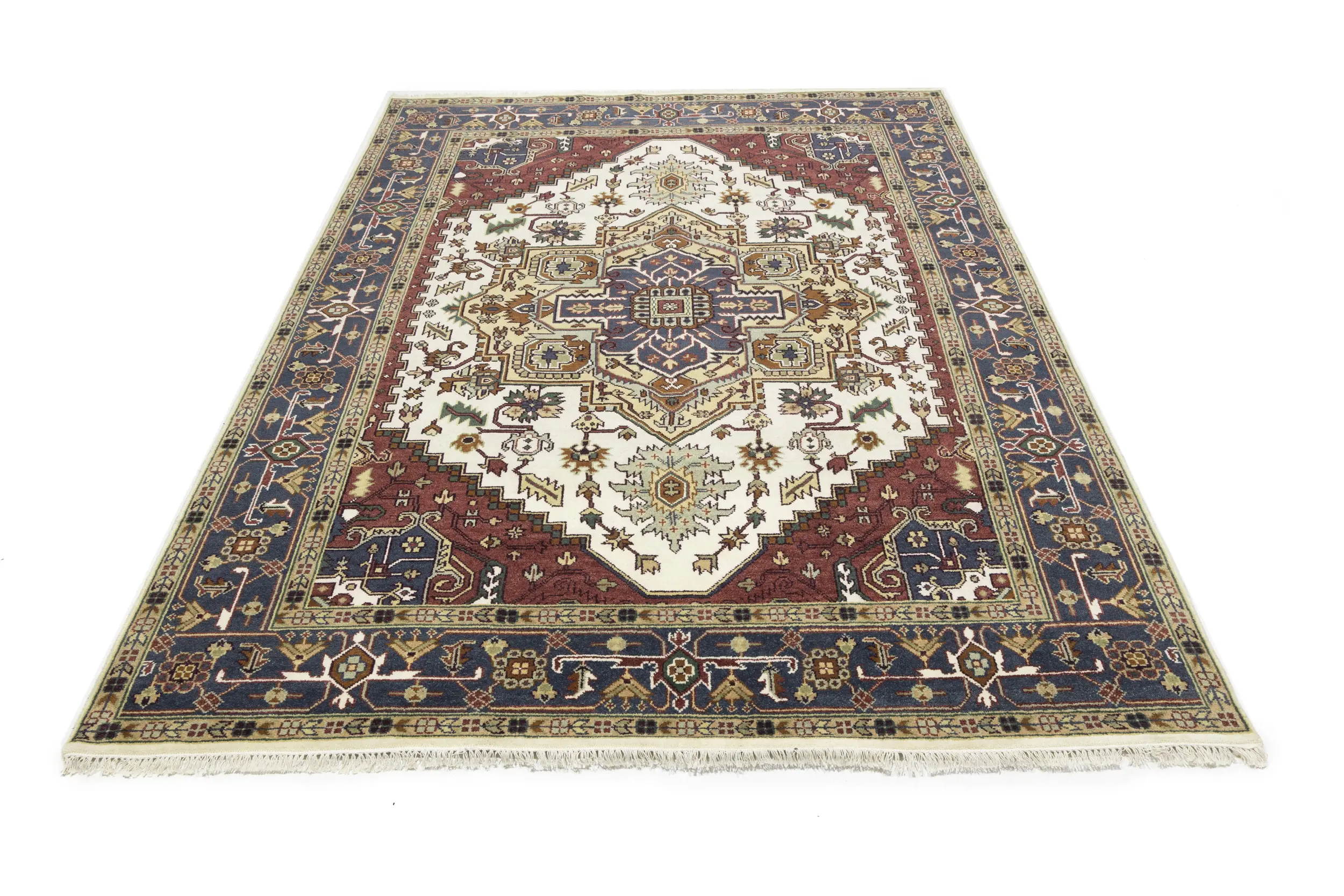 Magic Rugs 8'11 X 11'9 Heriz Serapi Cream Hand Knotted Wool Rug