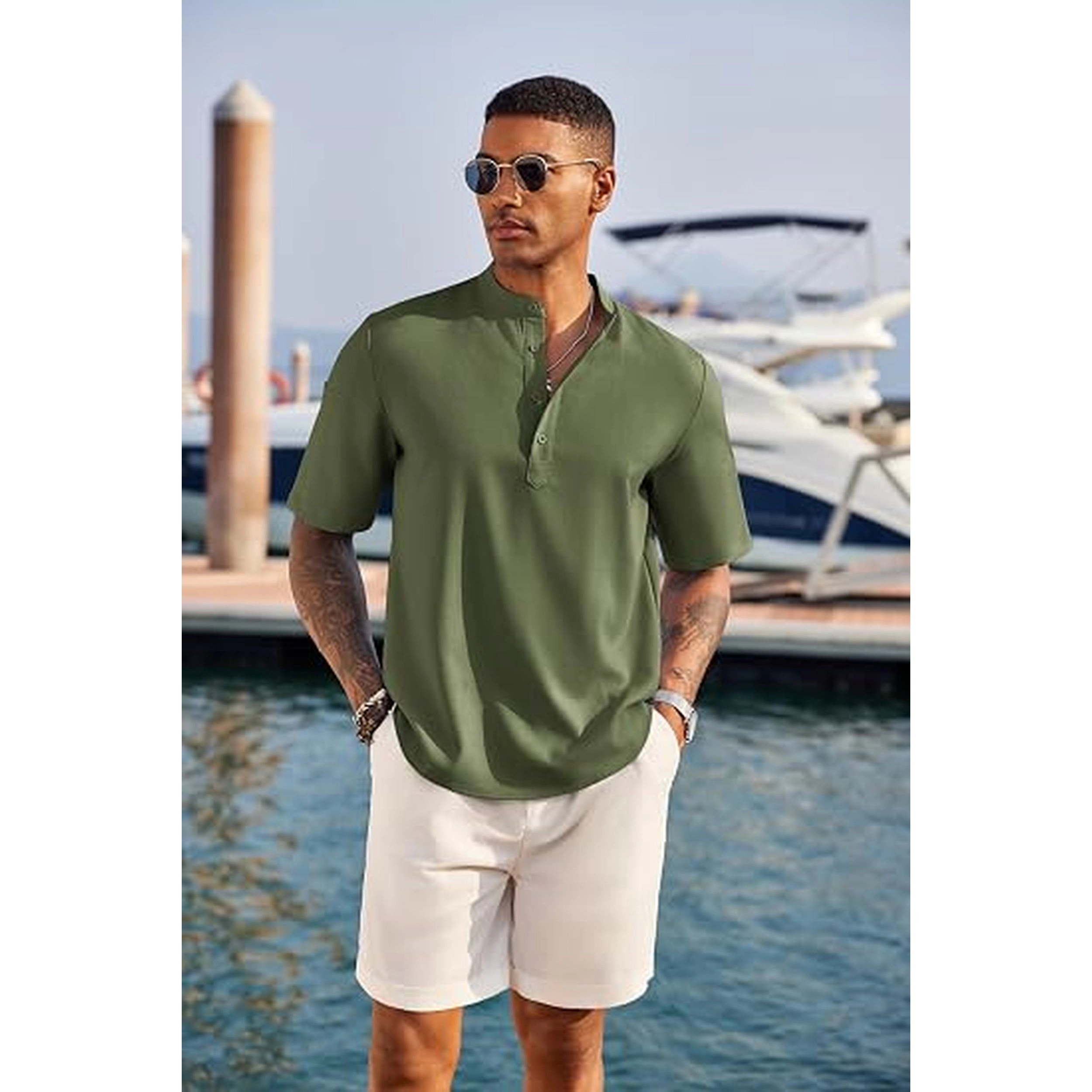 COOFANDY Men's Regular Fit Short Sleeve Henley Shirt
