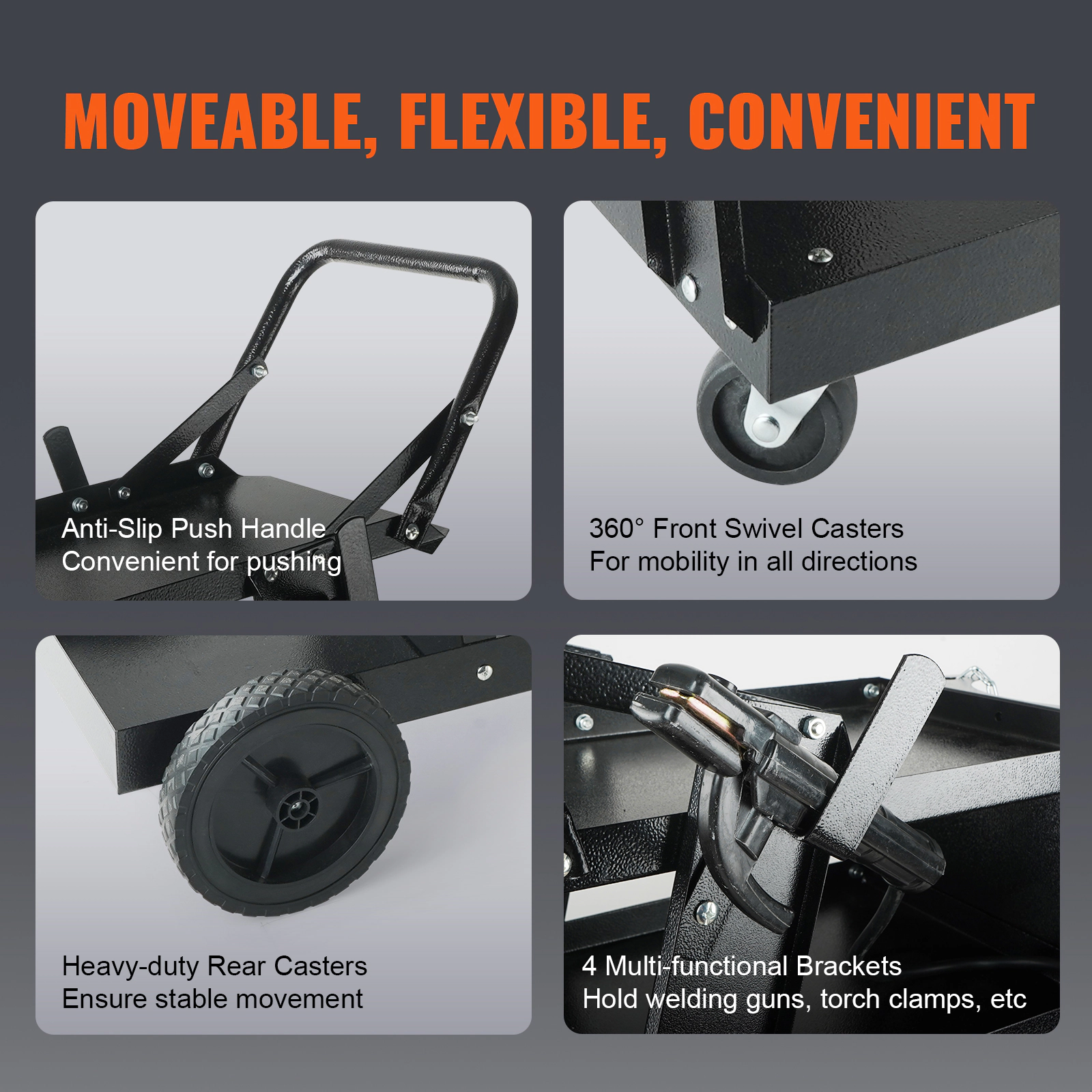 HONGGE 3-Tier Welding Cart, 400 lbs Capacity, Dual Gas Cylinder Storage with Safety Chains for MIG TIG Welders