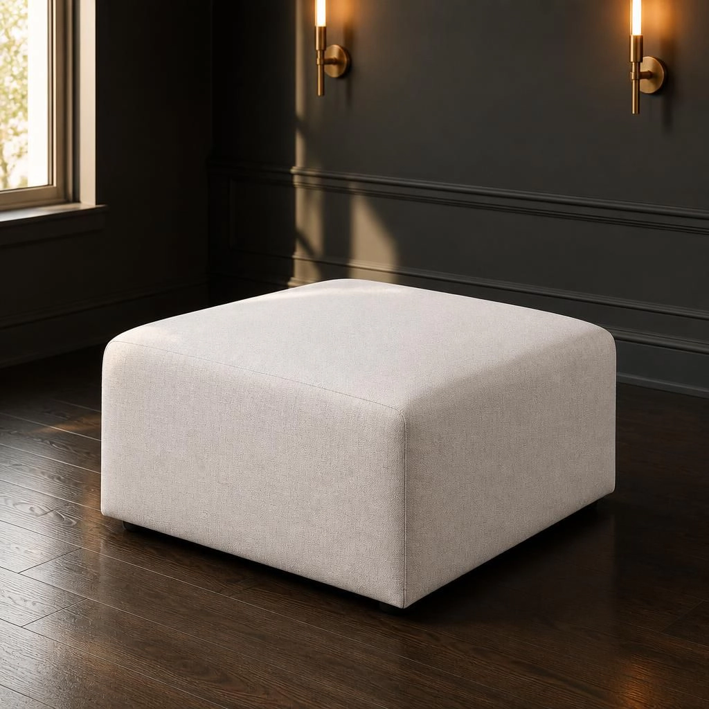 GOODSILO Versatile Soft Upholstered Chenille Round Footstool