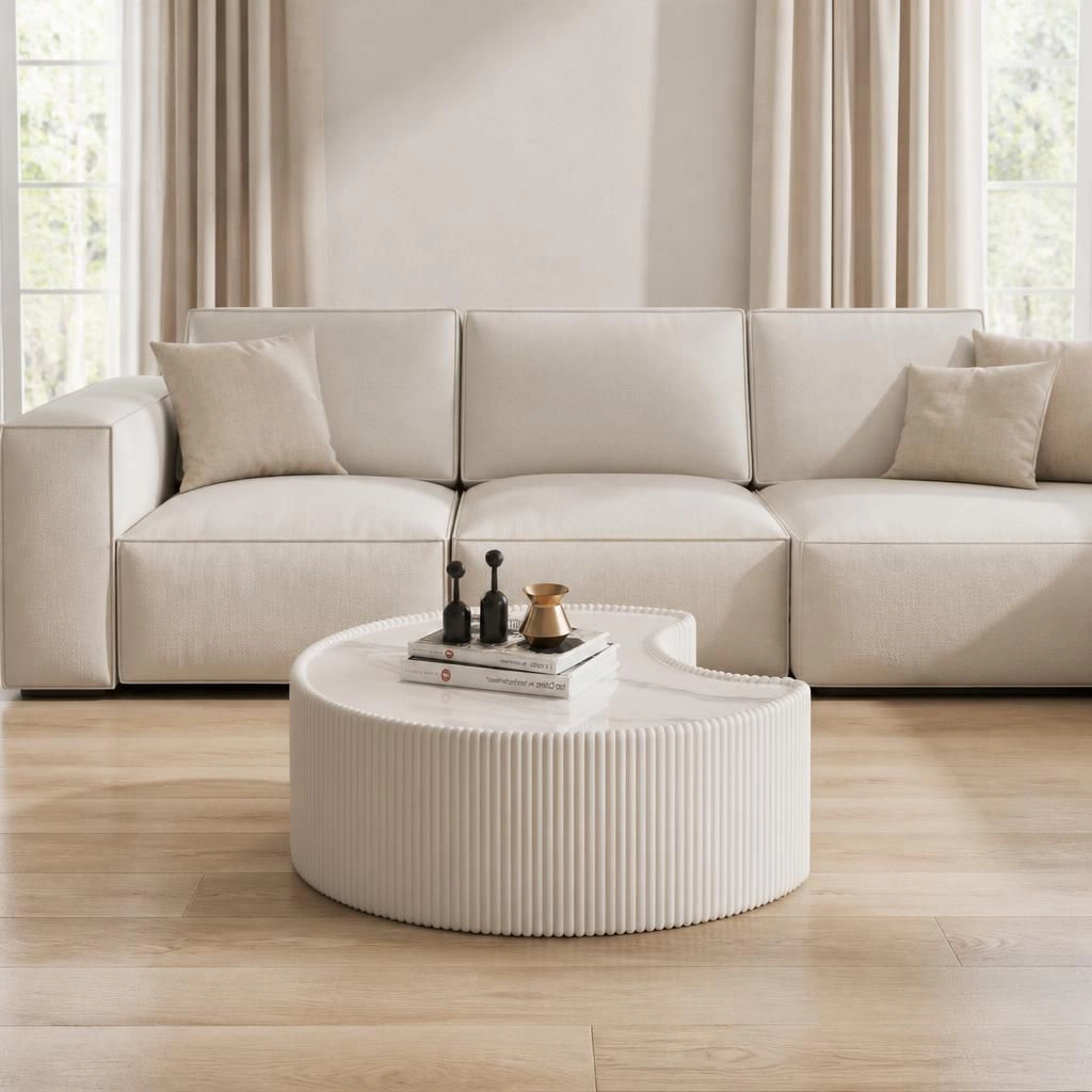 GOODSILO Sintered Stone Top Upholstered Coffee Table