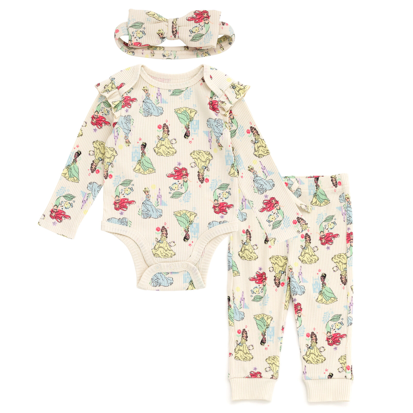 Disney Baby Girls' 3-Piece Bodysuit and Pants Set