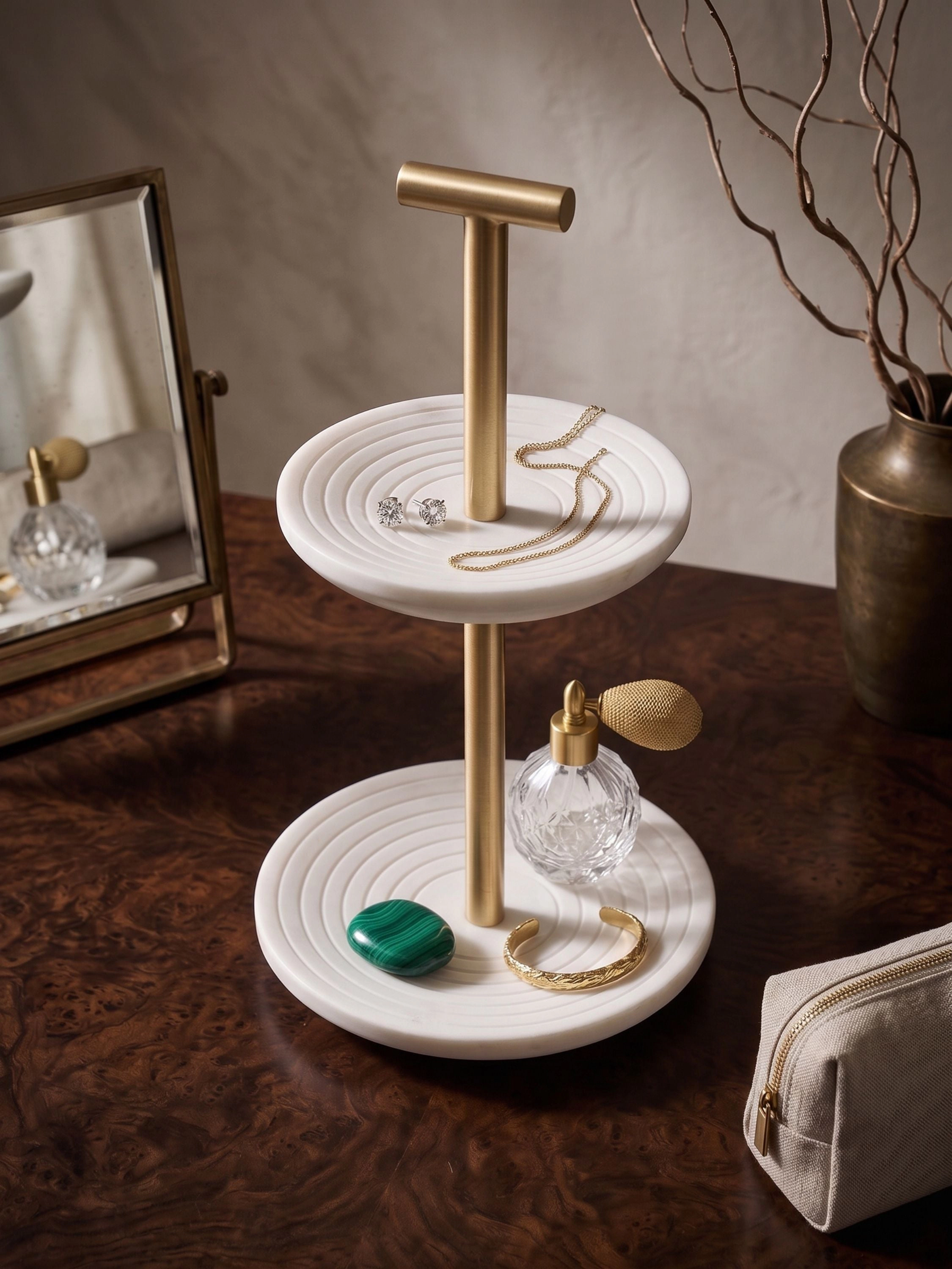 GAURI KOHLI Regalia Tiered Marble Jewelry Stand