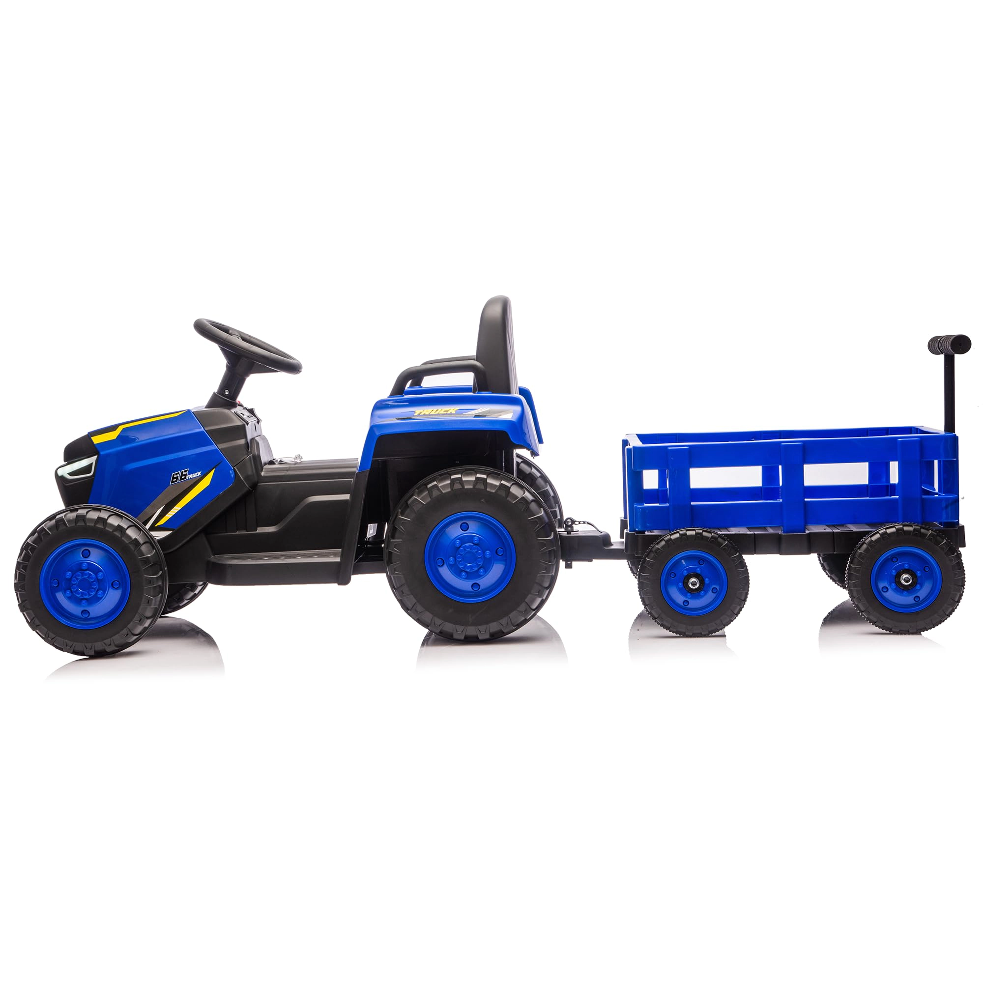 12V Electric Ride-On Tractor with Detachable Garden Cart, 8-Wheel Vehicle with Trailer, Remote