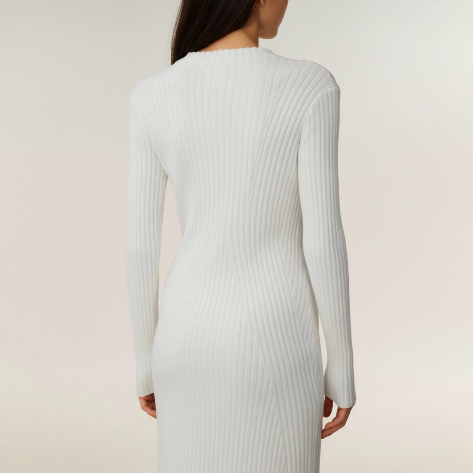 Anna-Kaci Women's Long Sleeve Ribbed Knit Contoured Textured Paneling Stretch Fit Mini Dress