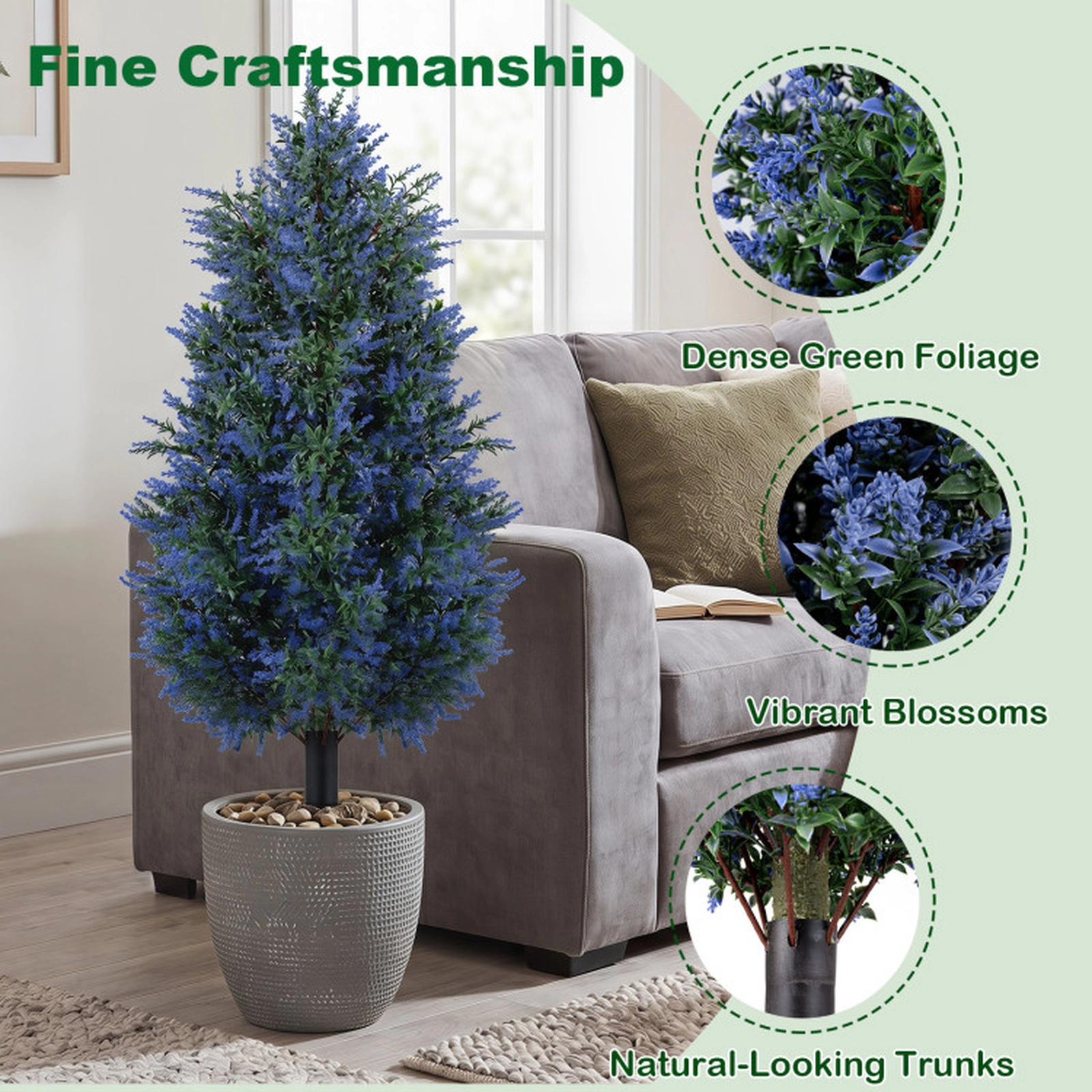 SUGIFT Set of 2 39.5-in Outdoor Artificial Lavender Topiary Trees with Purple Blooms and Ground Spikes