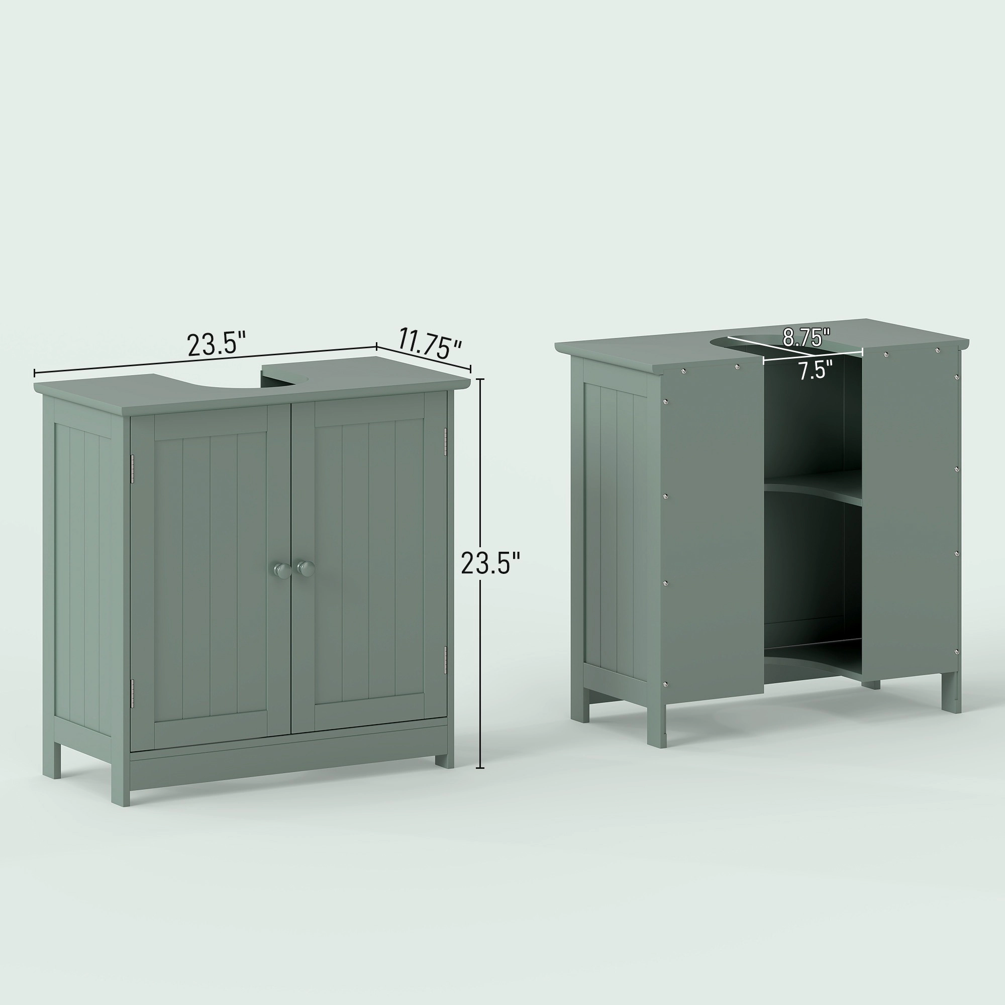 HONGGE Pedestal Sink Storage Cabinet, Under Bathroom Vanity with 2 Doors and Adjustable Shelf