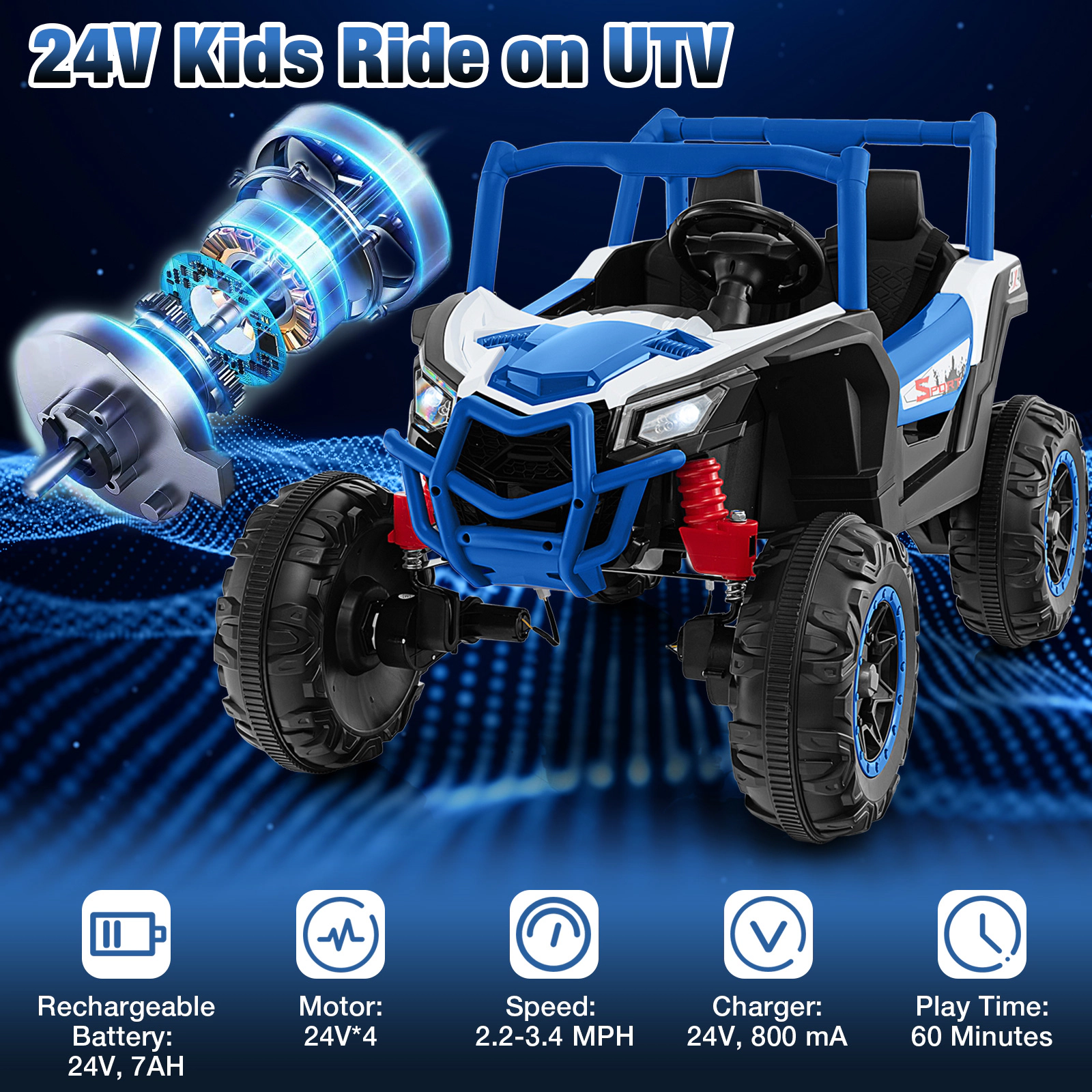 LJG 2-Seater Kids Ride on UTV with 2.4G Remote Control for Over 3 Years Old Children