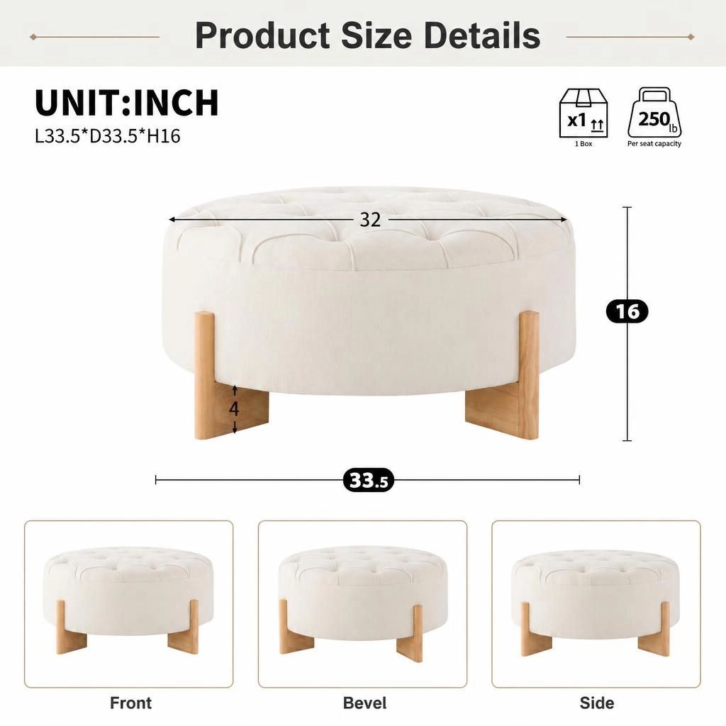 GOODSILO Square Upholstered Ottoman Foot Rest