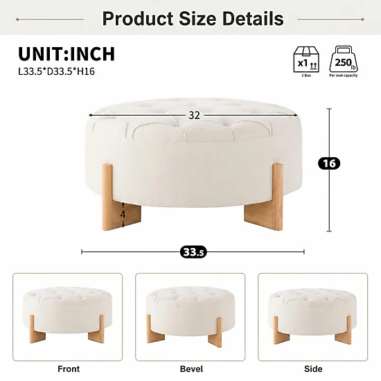 GOODSILO Square Upholstered Ottoman Foot Rest