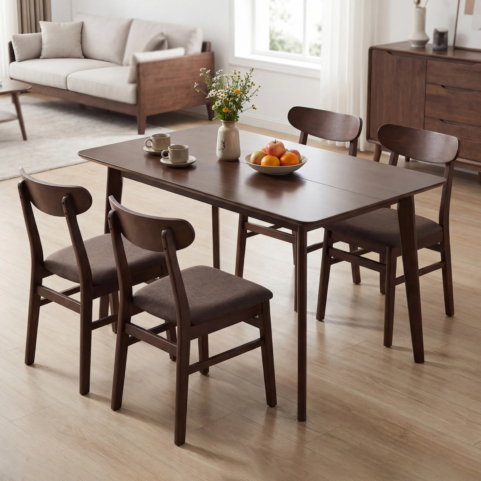 SUGIFT 47-in Walnut Rectangular Dining Table for 4 to 6 People