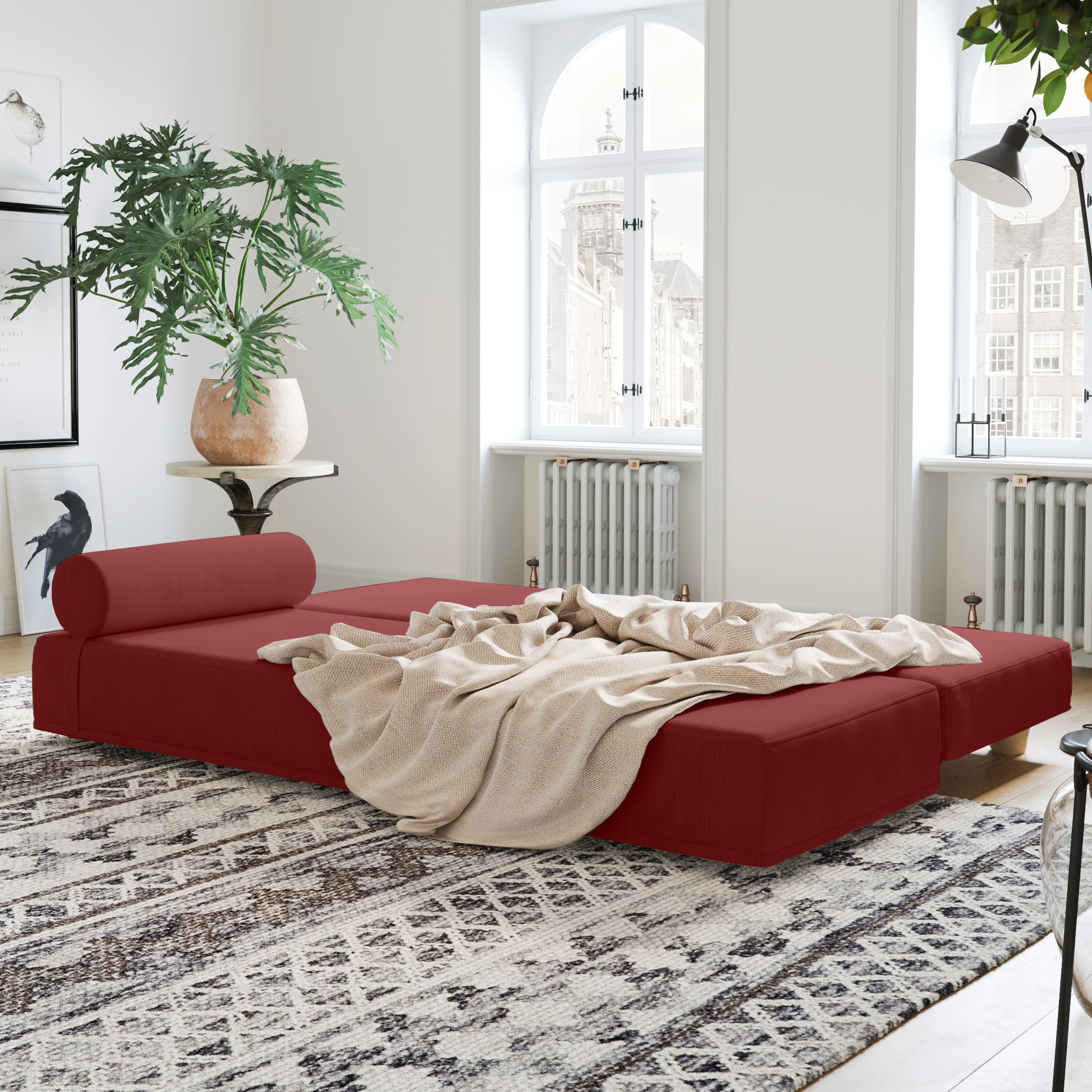 Alon Daybed - Fold-Out Sleeper Chaise with Premium Memory Foam Queen-Size Mattress