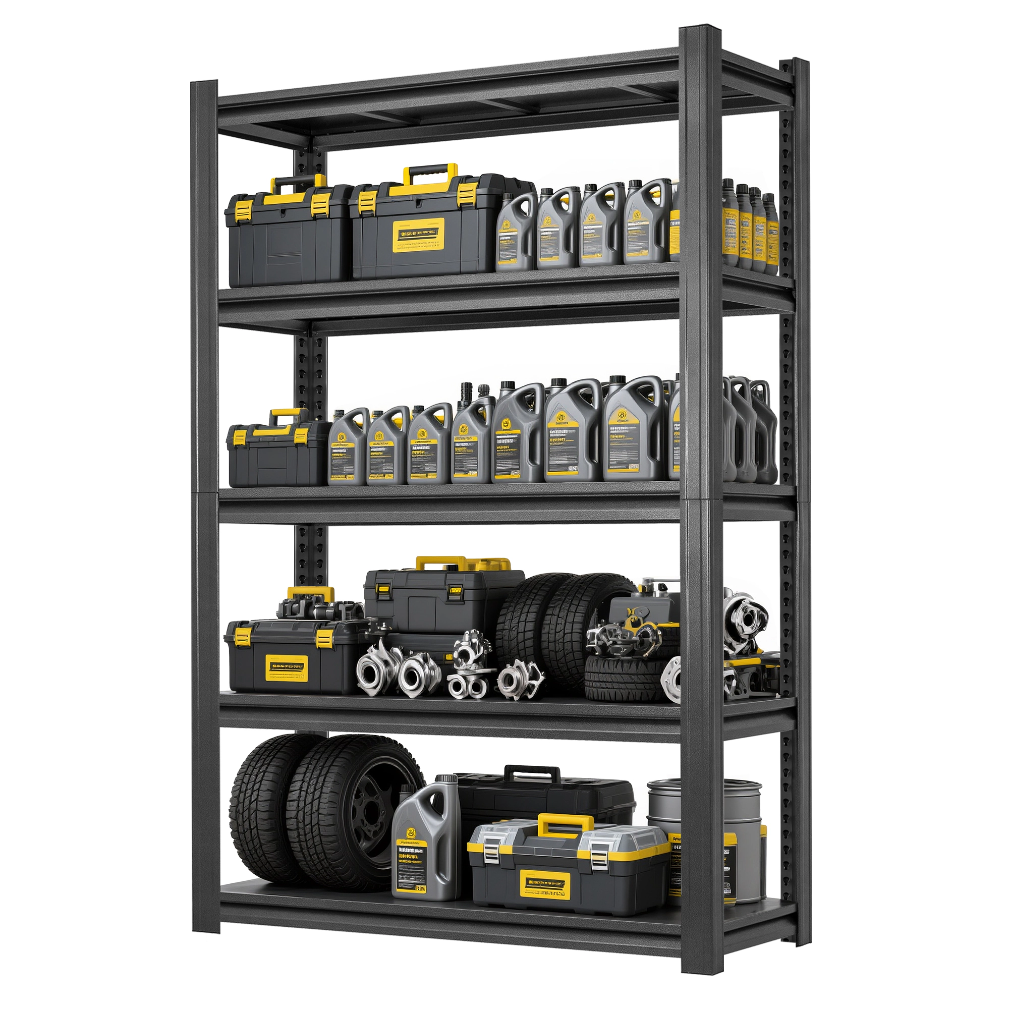 Flynama 5-Tier Heavy Duty Steel Boltless Adjustable Storage Rack in Black (47.2 in. W x 78 in. H x 18 in. D)