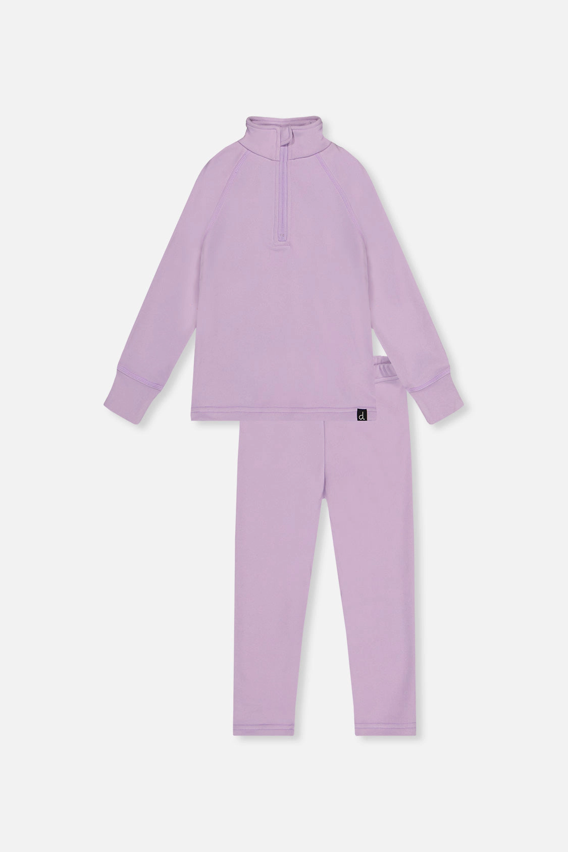 Deux par Girls Two Piece Half-Zip Thermal Underwear Top and Pants Set