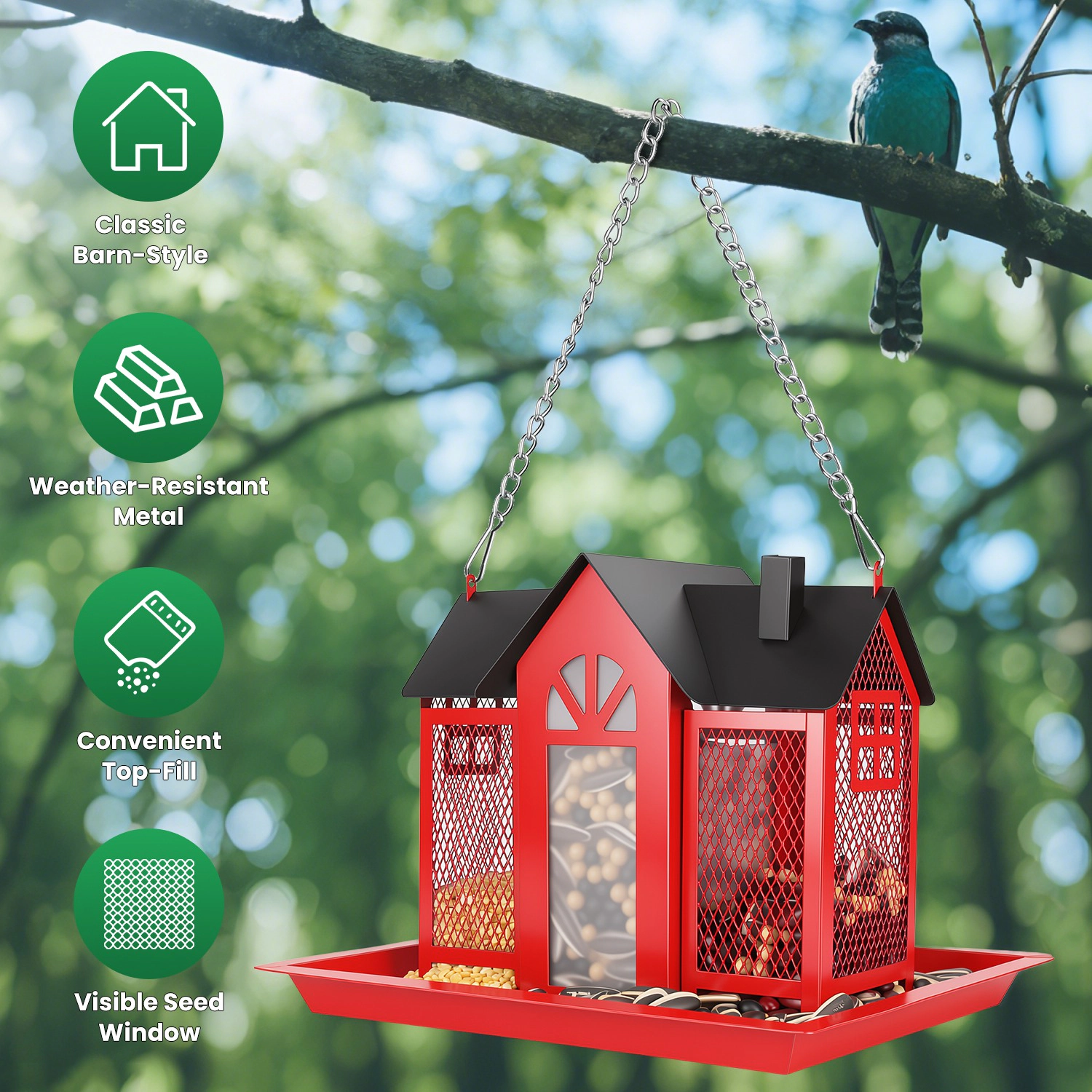 IMounTEK Unisex Metal Barn Bird Feeder House
