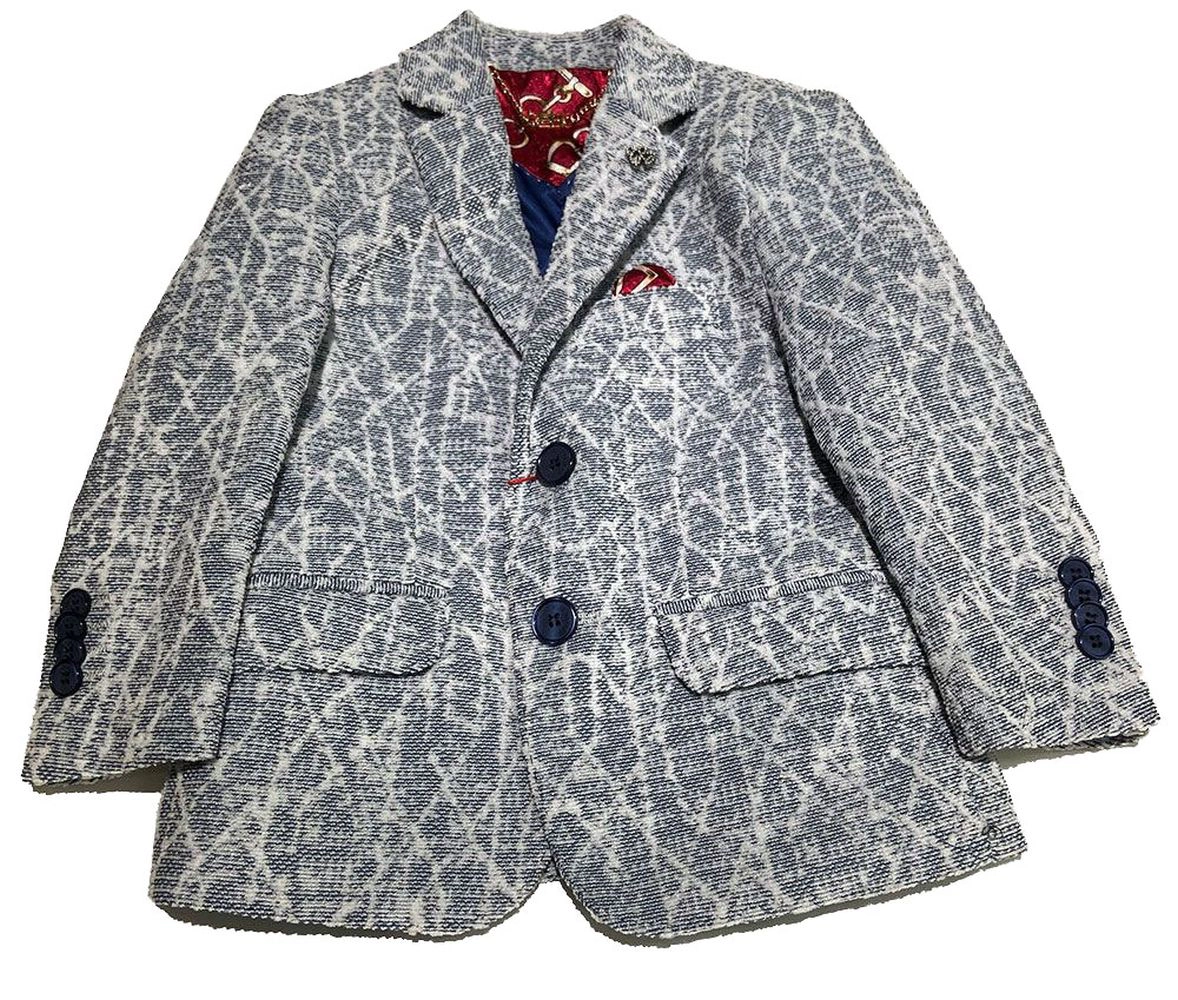 Elie Balleh Boys Slim Fit Geometric Pattern Blazer